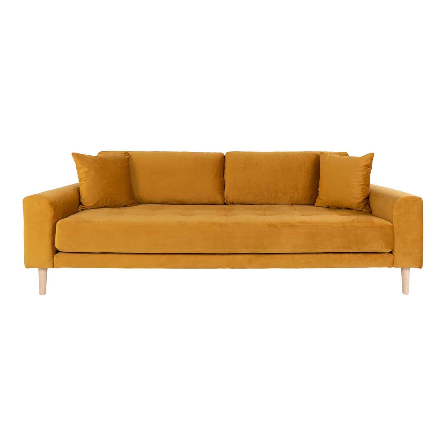 HOUSE NORDIC Lido 3 Persoffa - Mustard Yellow Velour och Naturligt Trä