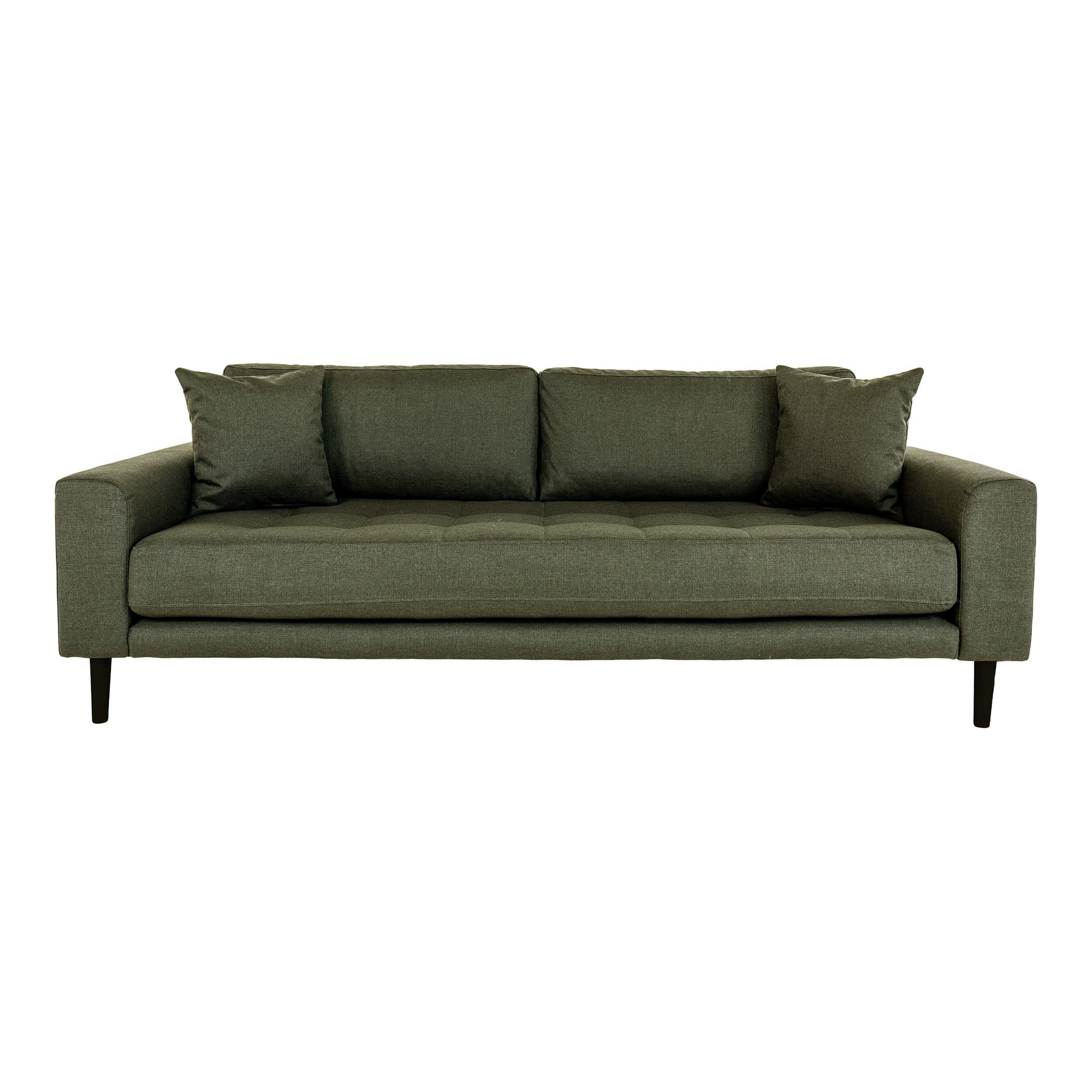 HOUSE NORDIC Lido 3 pers. sofa, m. 2 kuddar - olivgrön polyester och svart trä