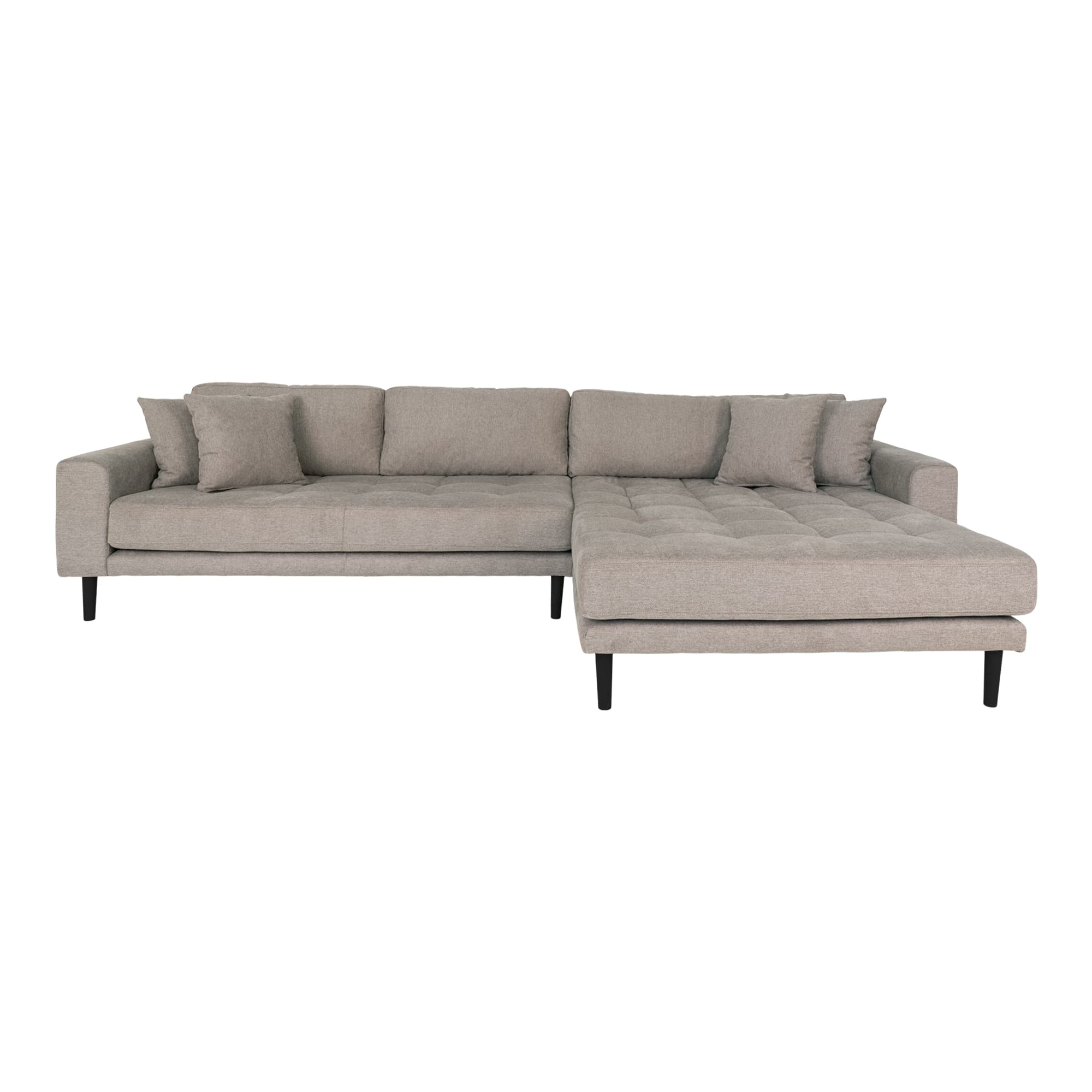 HOUSE NORDIC Lido lounge soffa, höger schäslong, m. 4 kuddar - sten polyester och svart trä
