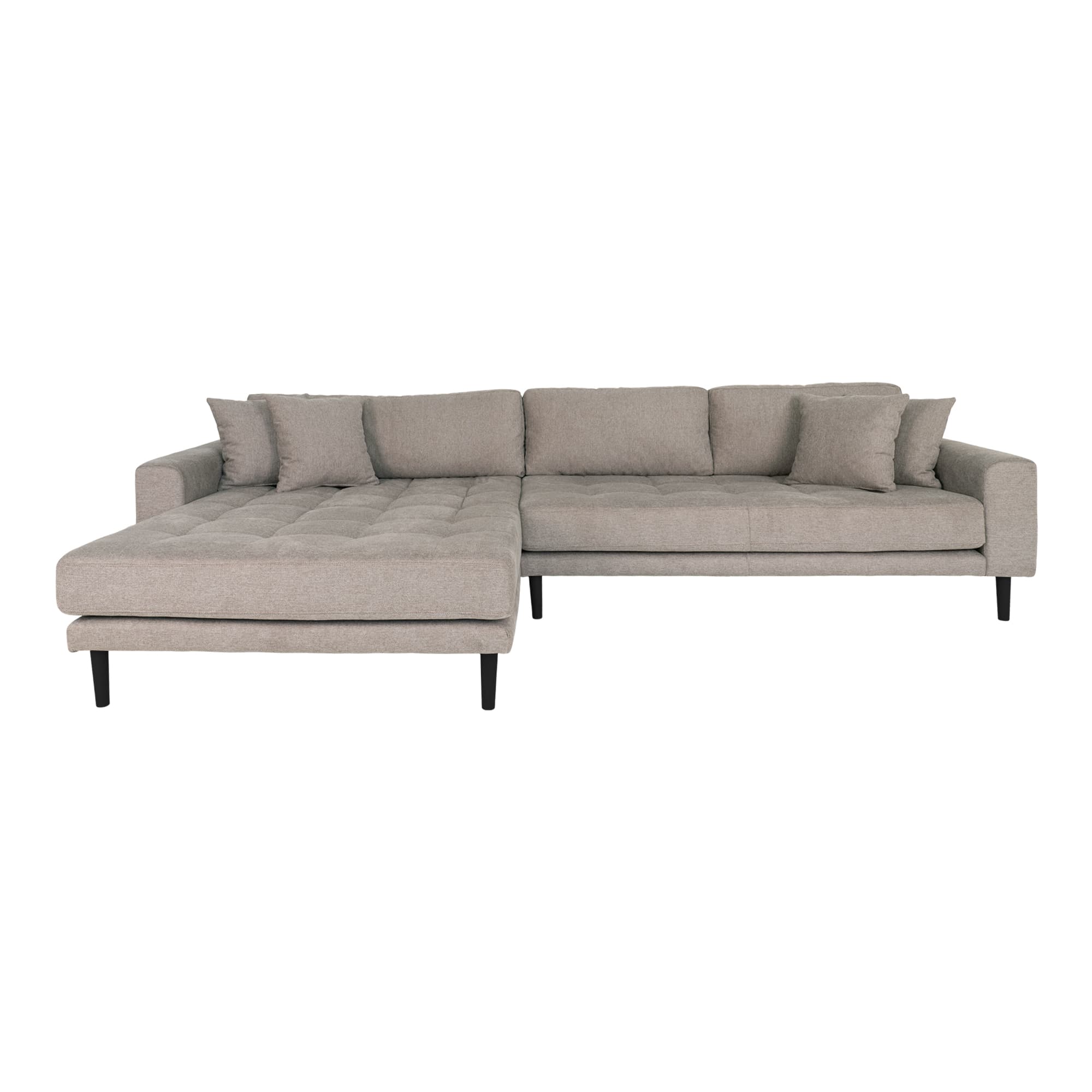 HOUSE NORDIC Lido lounge soffa, vänster schäslong, m. 4 kuddar - sten polyester och svart trä