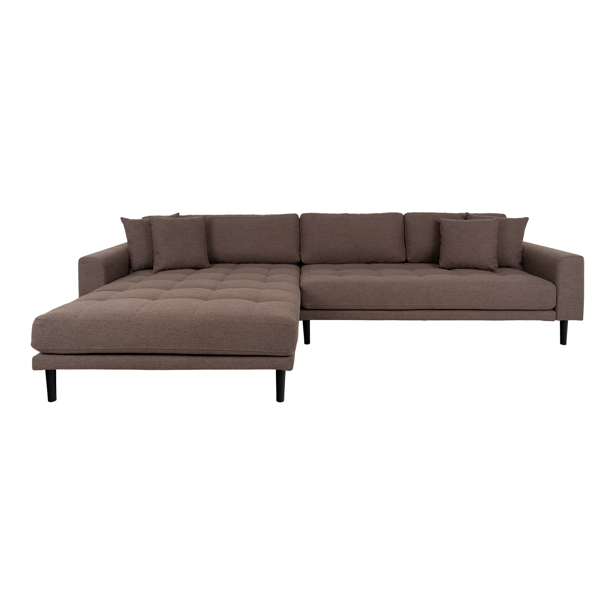 HOUSE NORDIC Lido loungesofa, venstre chaiselong, m. 4 kuddar - brun polyester och bok natur
