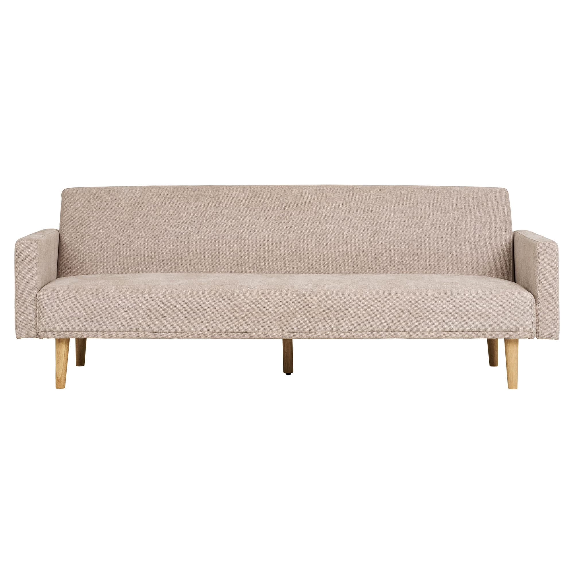 HOUSE NORDIC Kells bäddsoffa - mörk sandfärgad polyester och naturligt trä