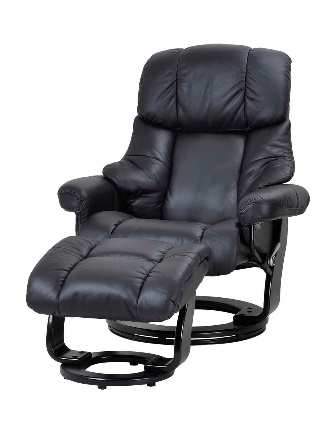 Crown Recliner - Svart Läder, inkl. Fotpall