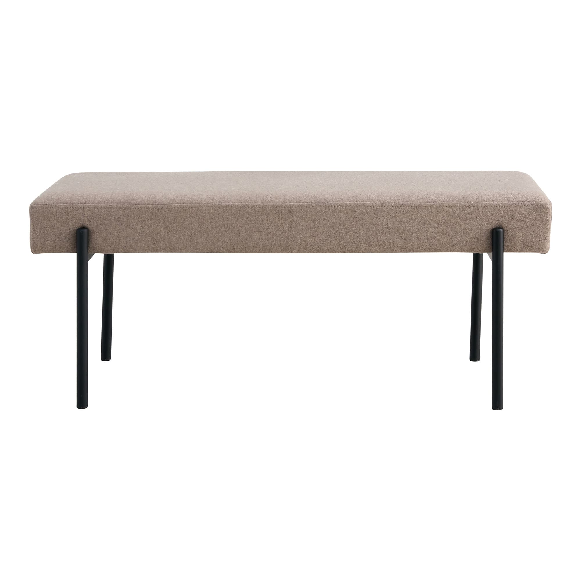 HOUSE NORDIC Swindon bänk, rektangulär - stengrå polyesterväv och svart metall (100x36)