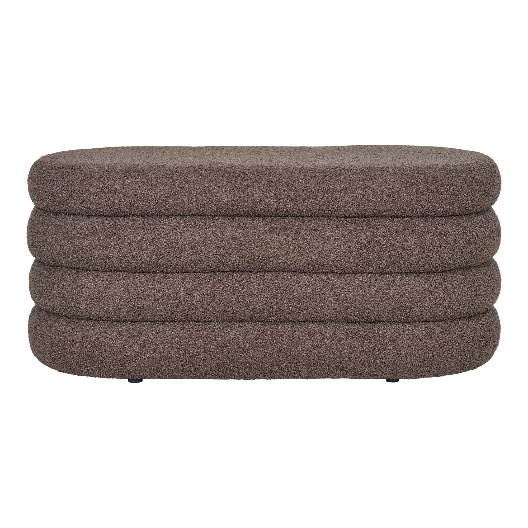 HOUSE NORDIC Dartford bänk, med förvaring, oval - brunt bouclé polyestertyg (103x45)