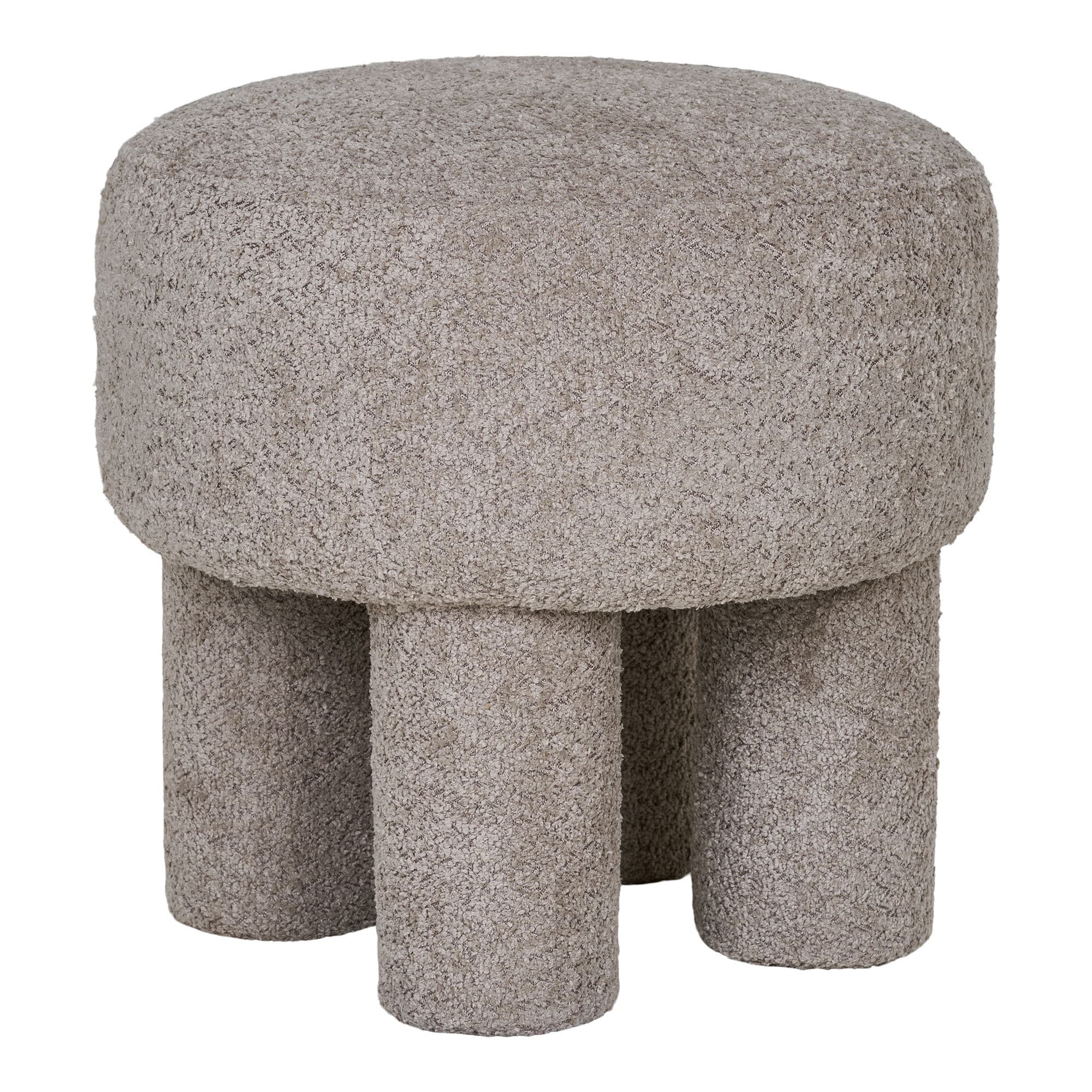 HOUSE NORDIC Perth puff, rund - ljusgrå polyester (Ø43)