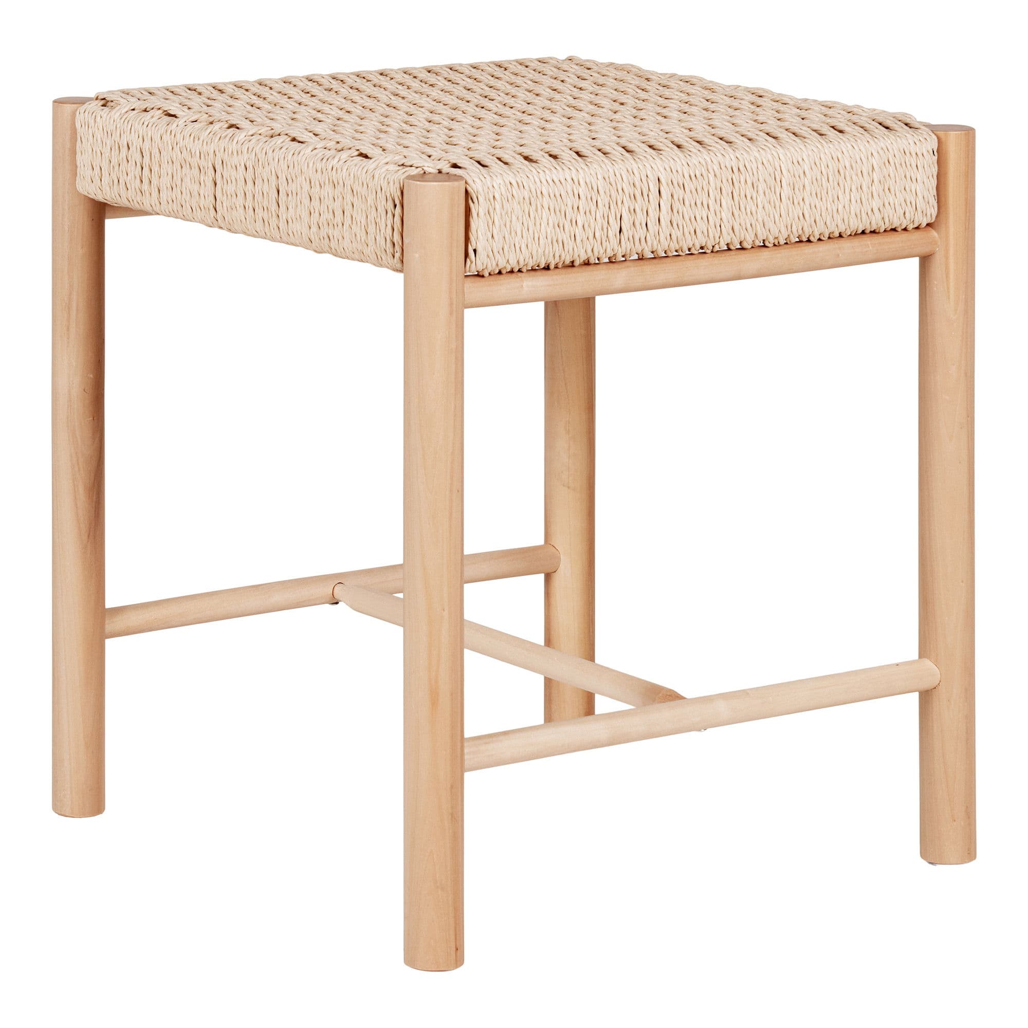HOUSE NORDIC Abano Pall - Pall med sits i naturlig rotting, poppel, naturlig, 42x42x46,5 cm