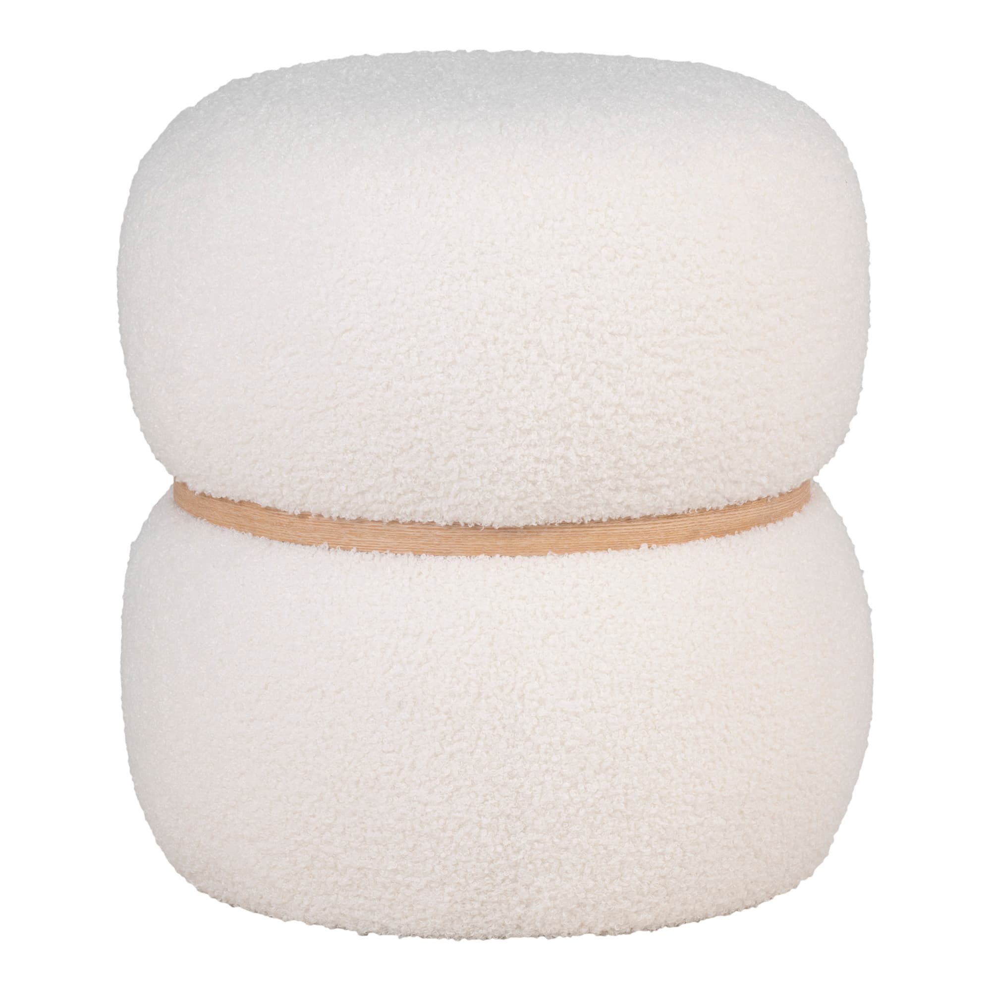 HOUSE NORDIC Milford-puff, rund - vit bouclé polyestertyg och trä (Ø38)