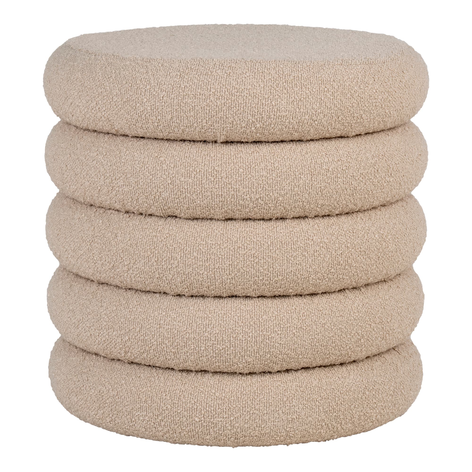 HOUSE NORDIC Brooklyn puff, med förvaring - beige bouclé polyestertyg (Ø44)