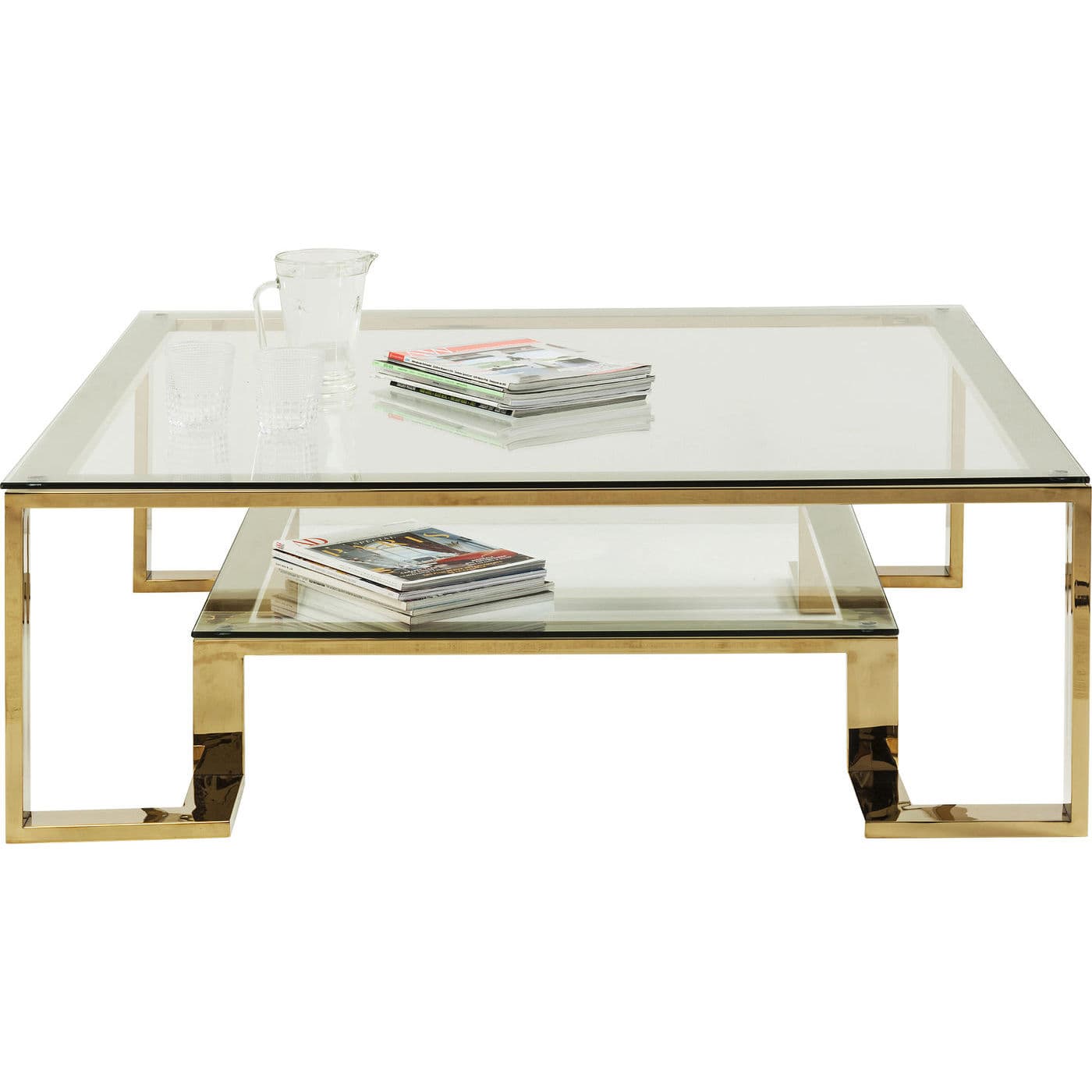 KARE DESIGN Gold Rush Soffbord - Glasskiva och Guldstål (120 x 120 cm)
