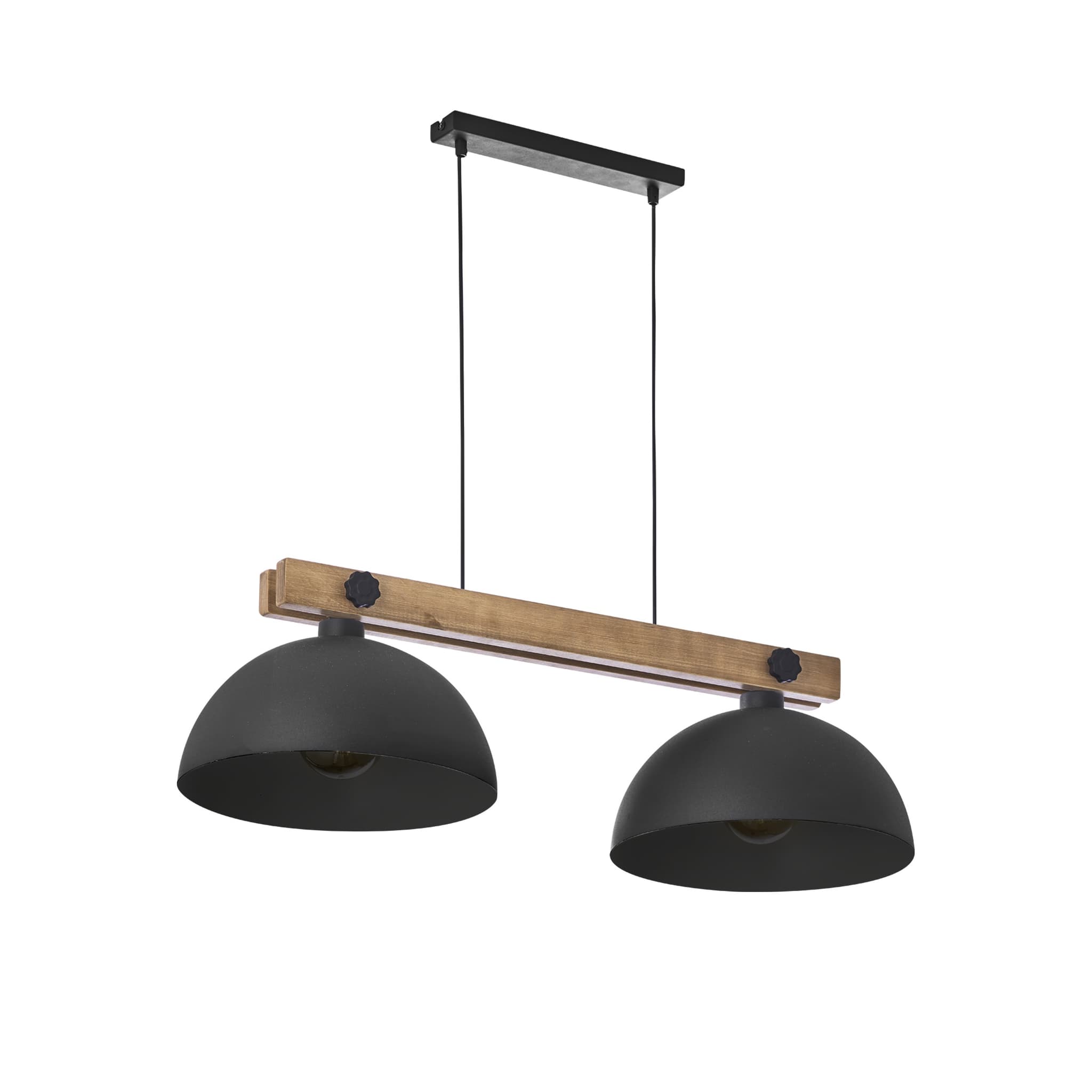 TK Oslo taklampa, w. 2 skärmar - svart metall och trä