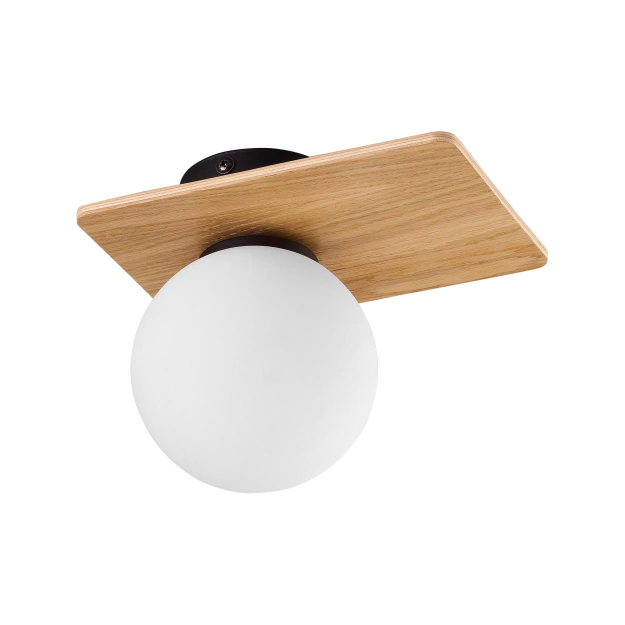 TK Bianca taklampa - vitt glas och naturligt trä