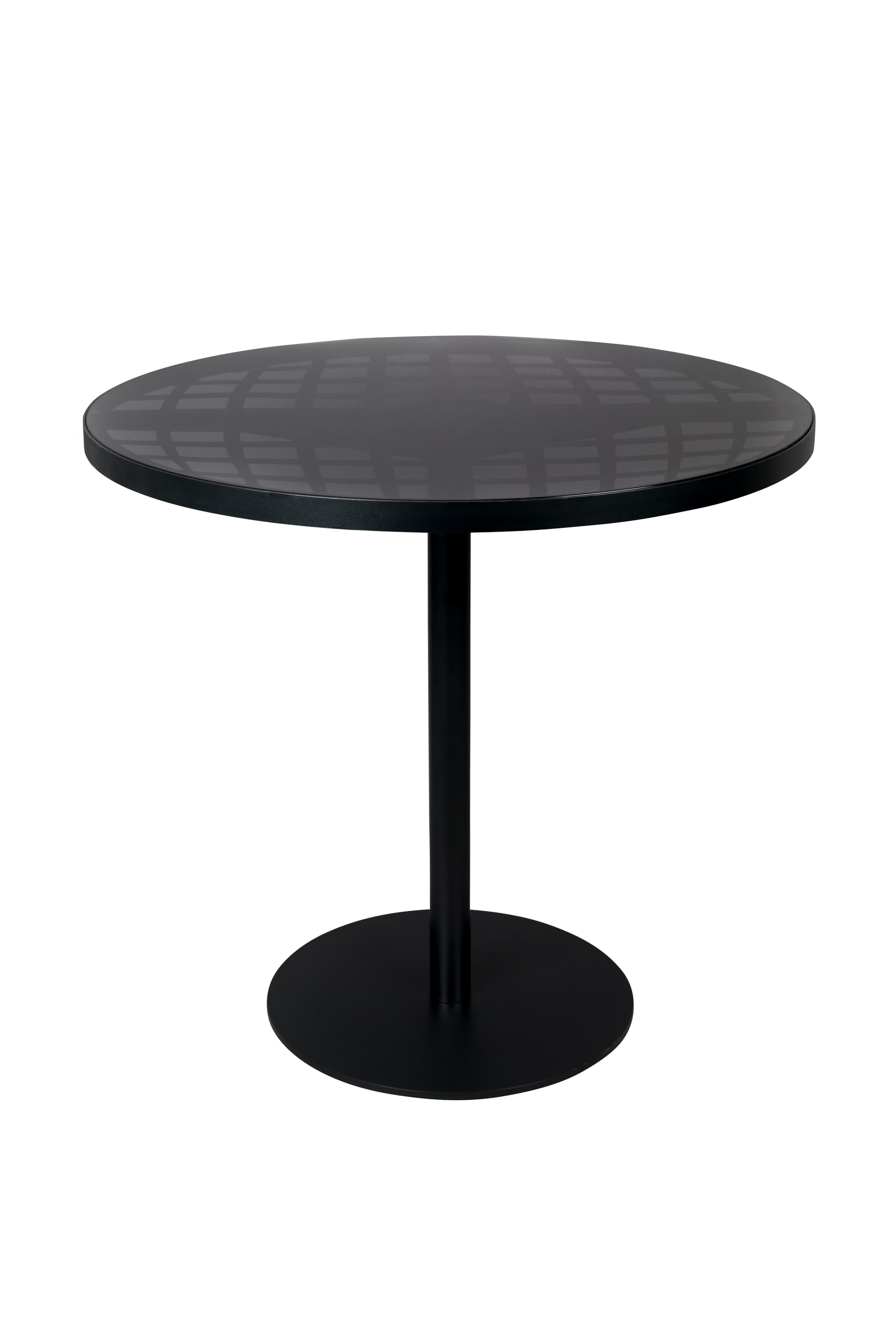 ZUIVER Albert Bistro trädgårdsbord, runt - glas och svart aluminium (Ø80)