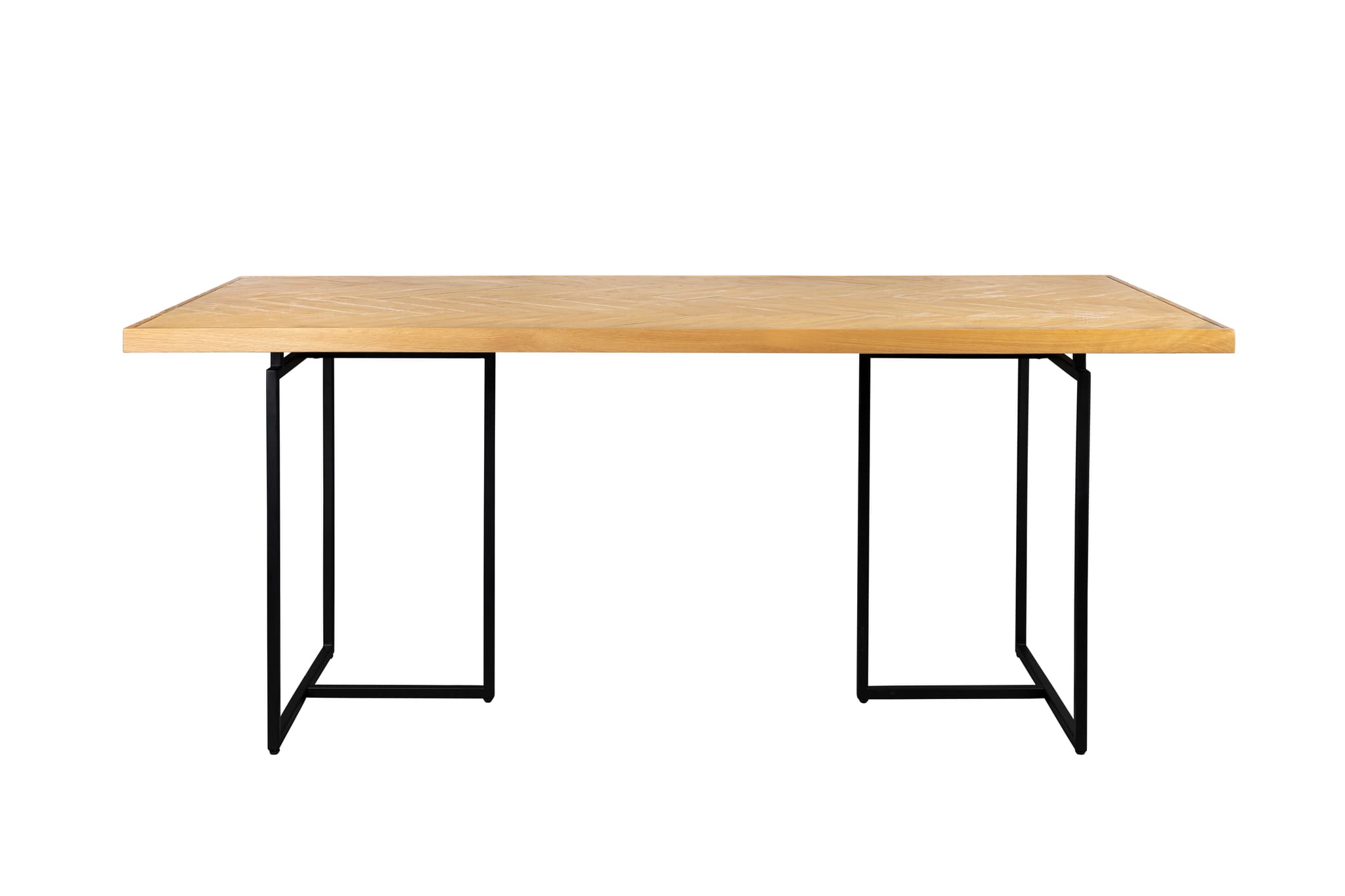 DUTCHBONE Klass matbord, fiskben, rektangulärt - naturligt trä och svart stål (180X90)
