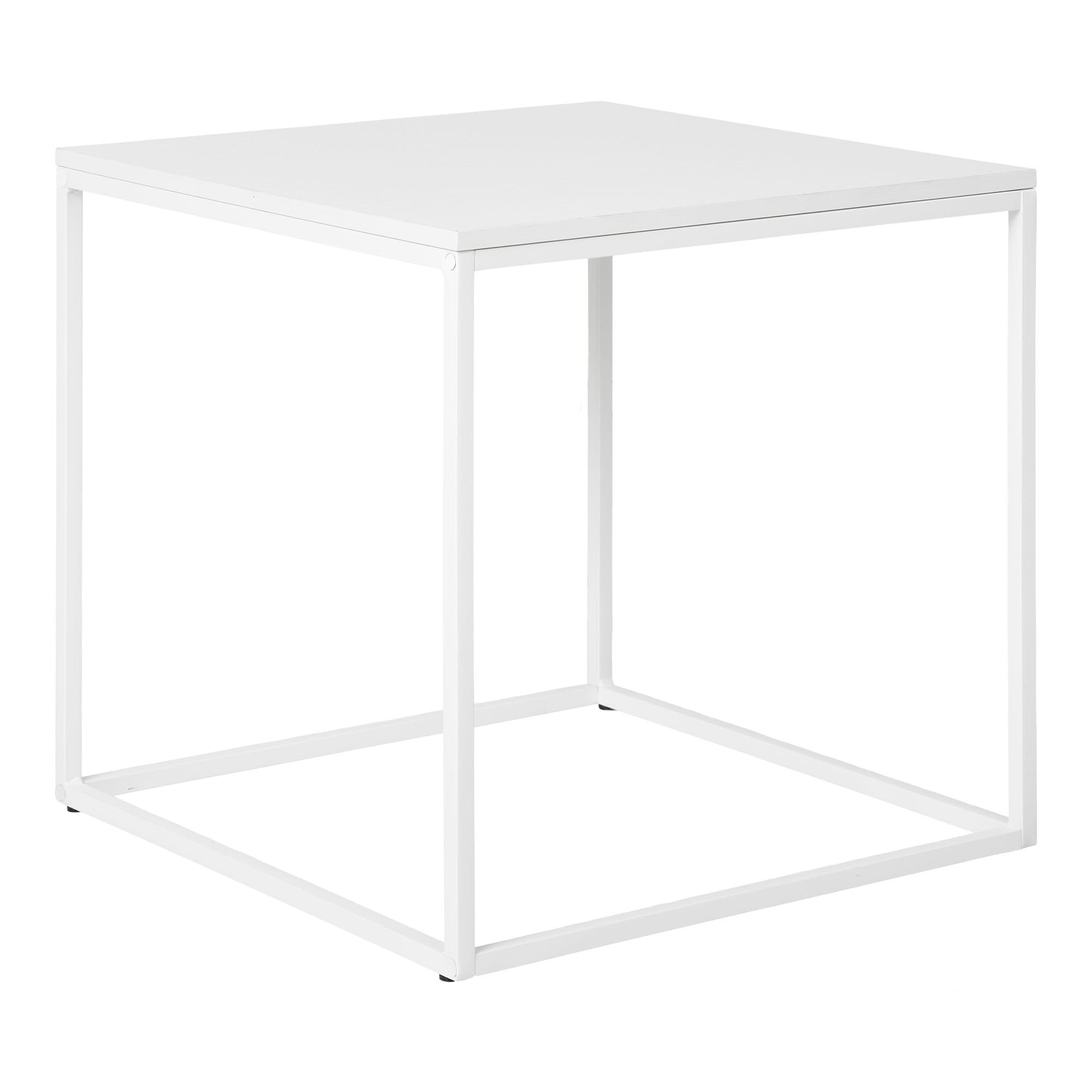HOUSE NORDIC Vita hörnbord, fyrkantigt - vit melaminfolie och vitt stål (45x45)