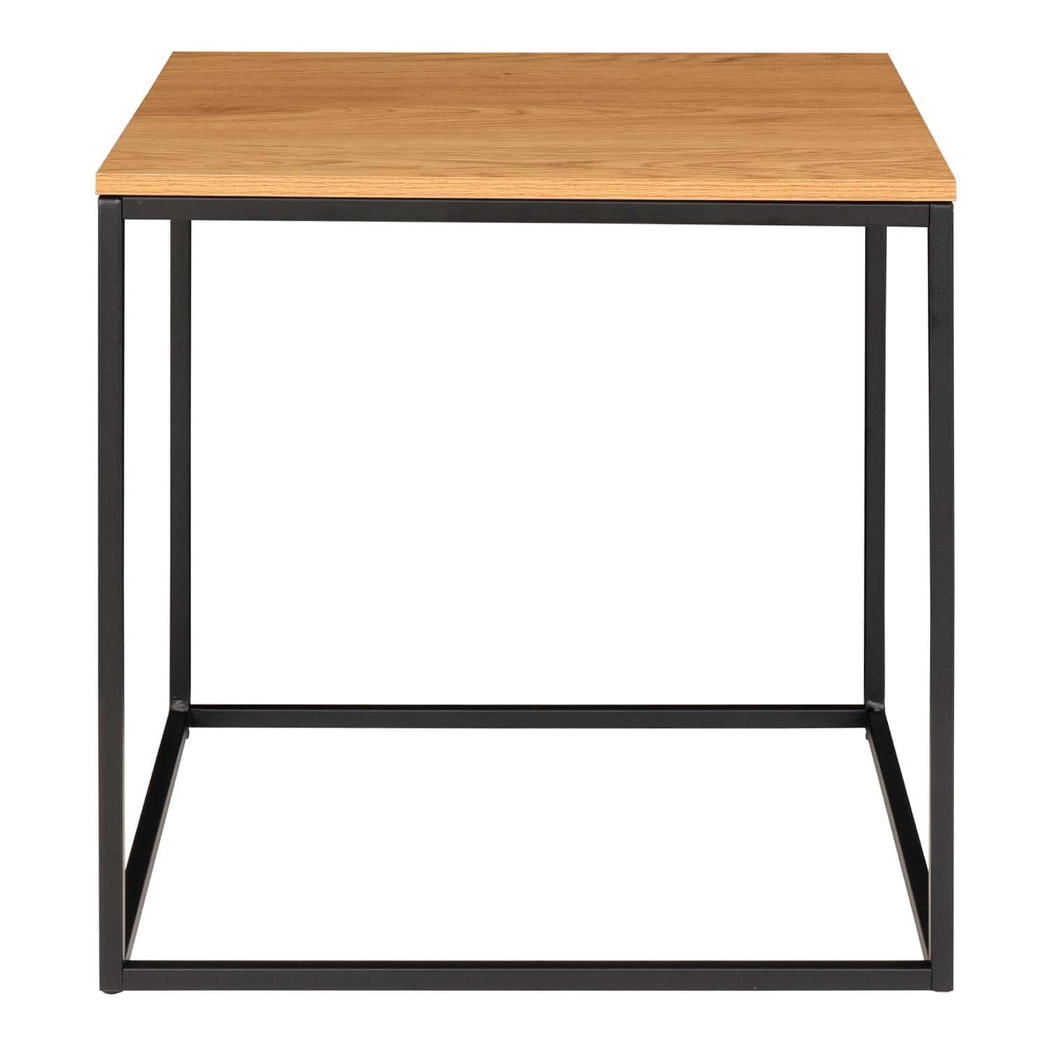 HOUSE NORDIC Vita hörnbord - naturlig melamin och svart stål (45x45)