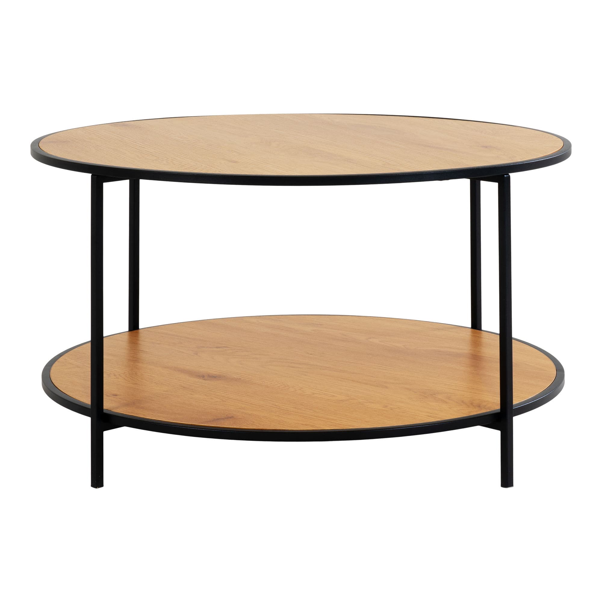 HOUSE NORDIC Vita soffbord - Soffbord, eklook, svart stomme Ø80x45 cm