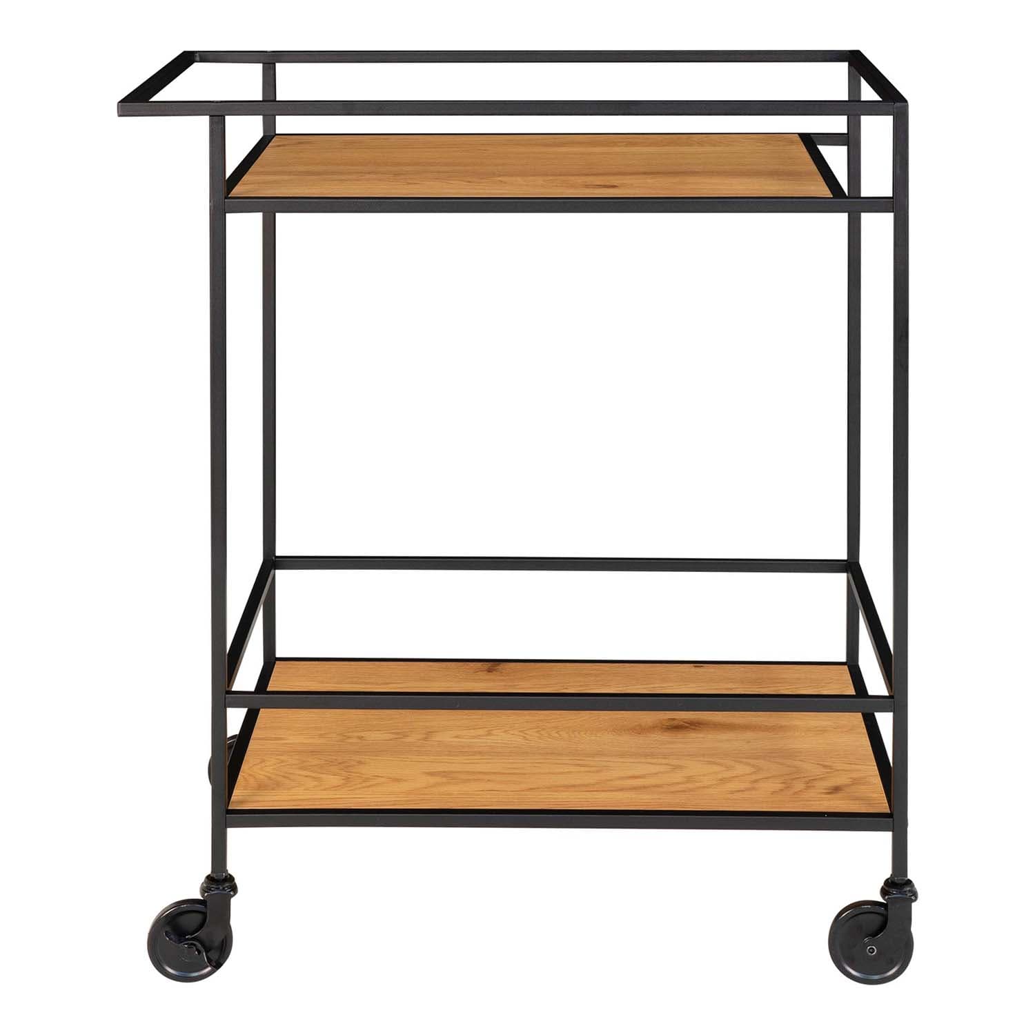 HOUSE NORDIC Vita Barvagn, med Hylla - Naturlig Melamin och Svart Stål (68 x 40 cm)