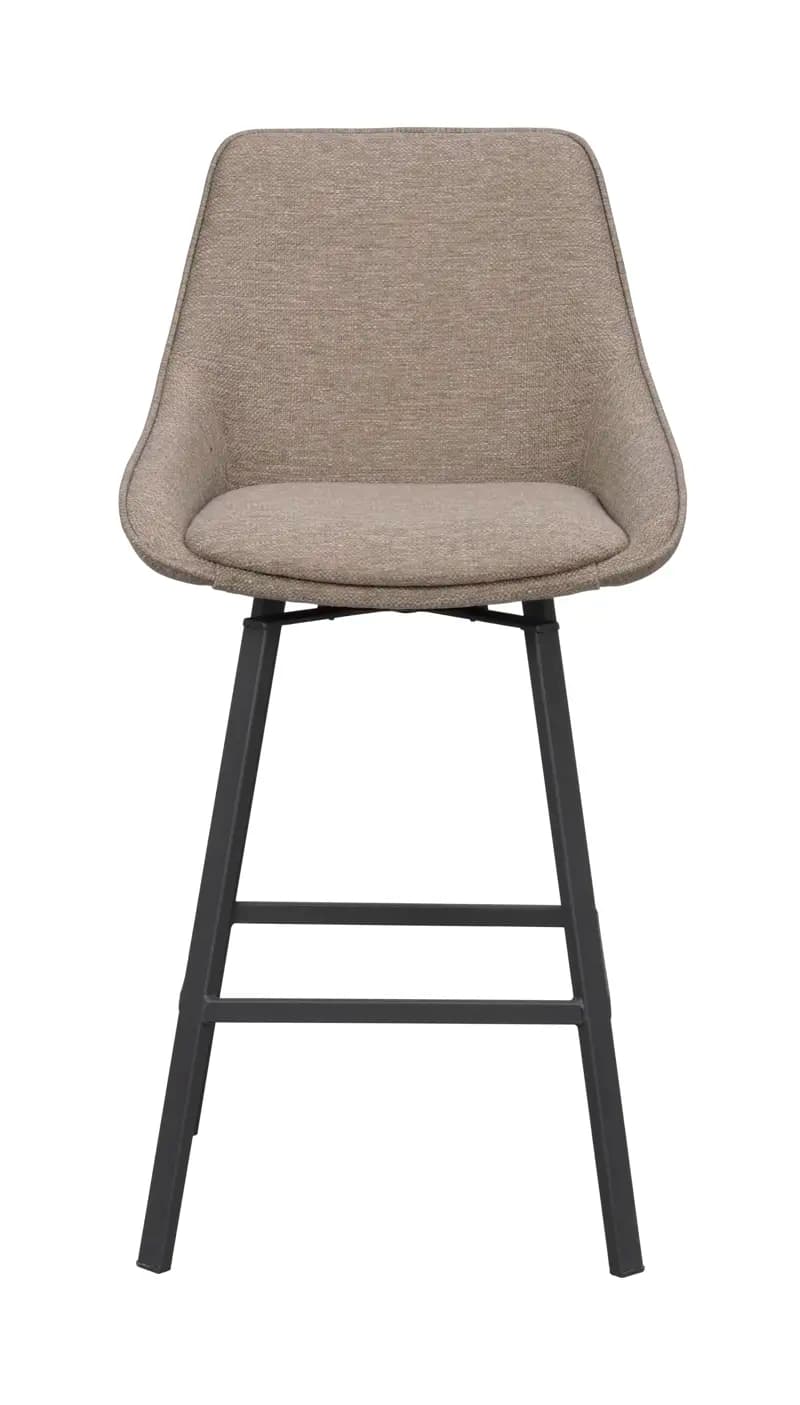 ROWICO Alison barstol, vridbar, w. ryggstöd och fotstöd - mörkt beige tyg och svart metall