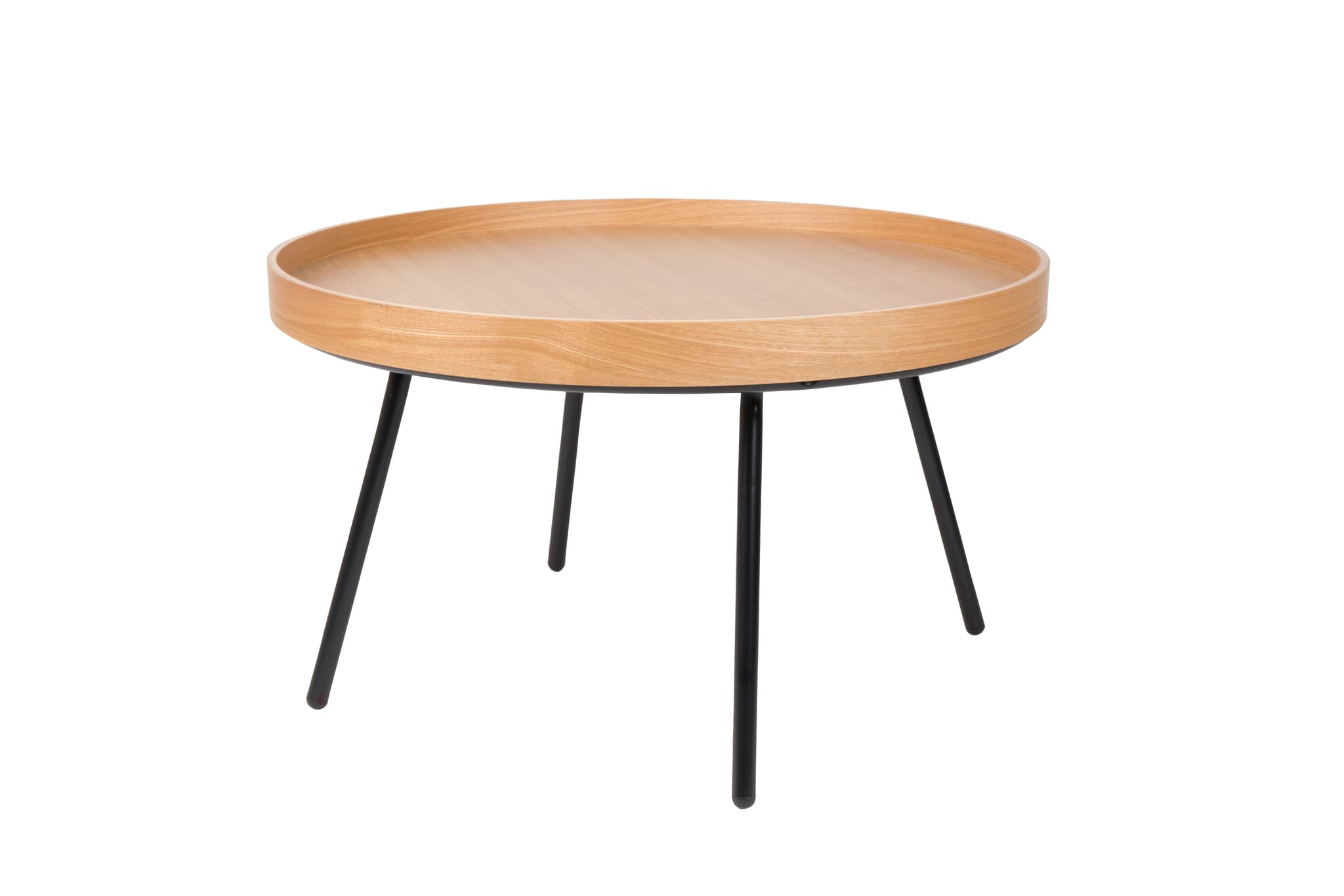 ZUIVER OAK brickbord, runt - naturlig ek och svart stål (Ø78)