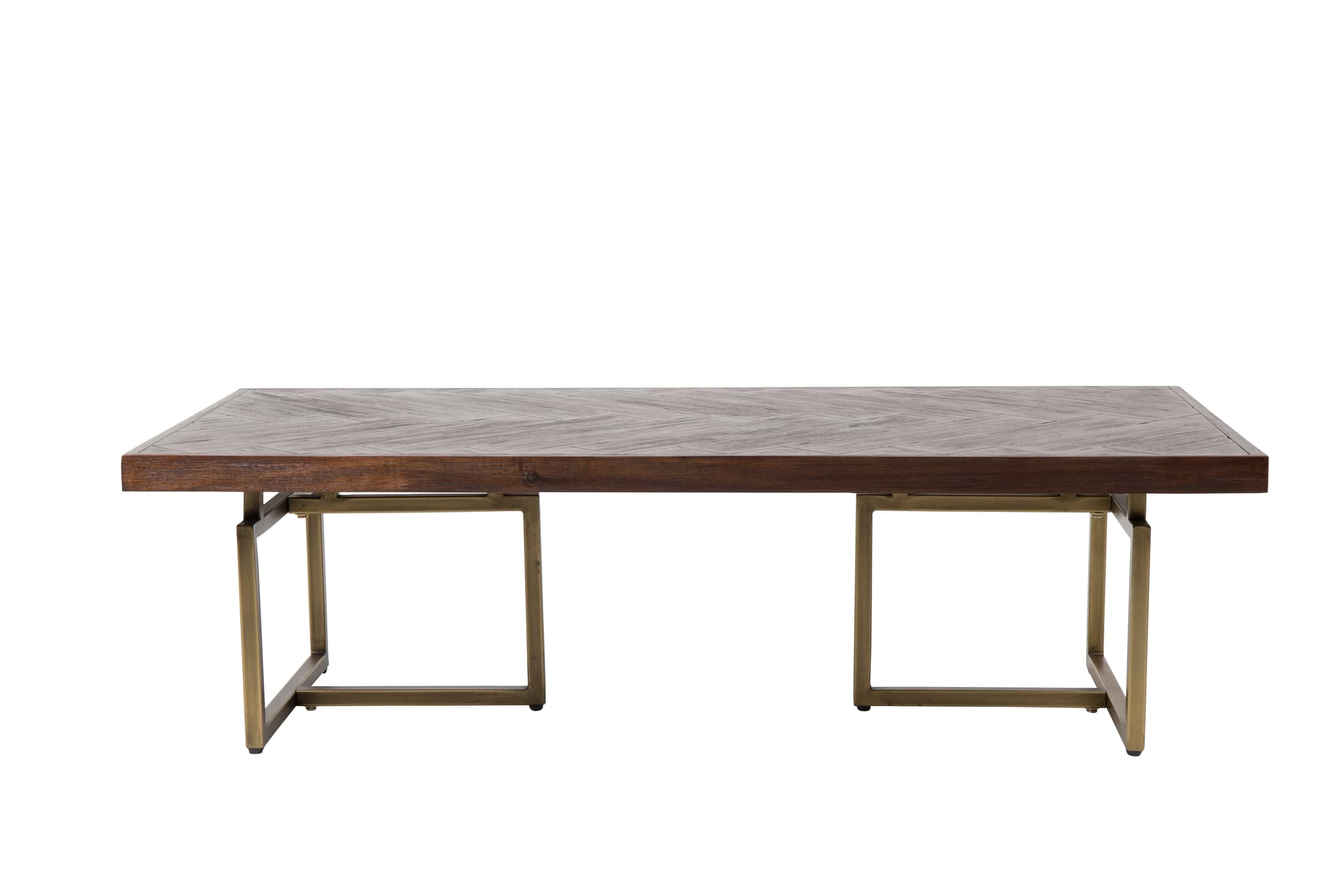 DUTCHBONE Klass soffbord, fiskben, rektangulärt - brunt trä och guldstål (120x60)