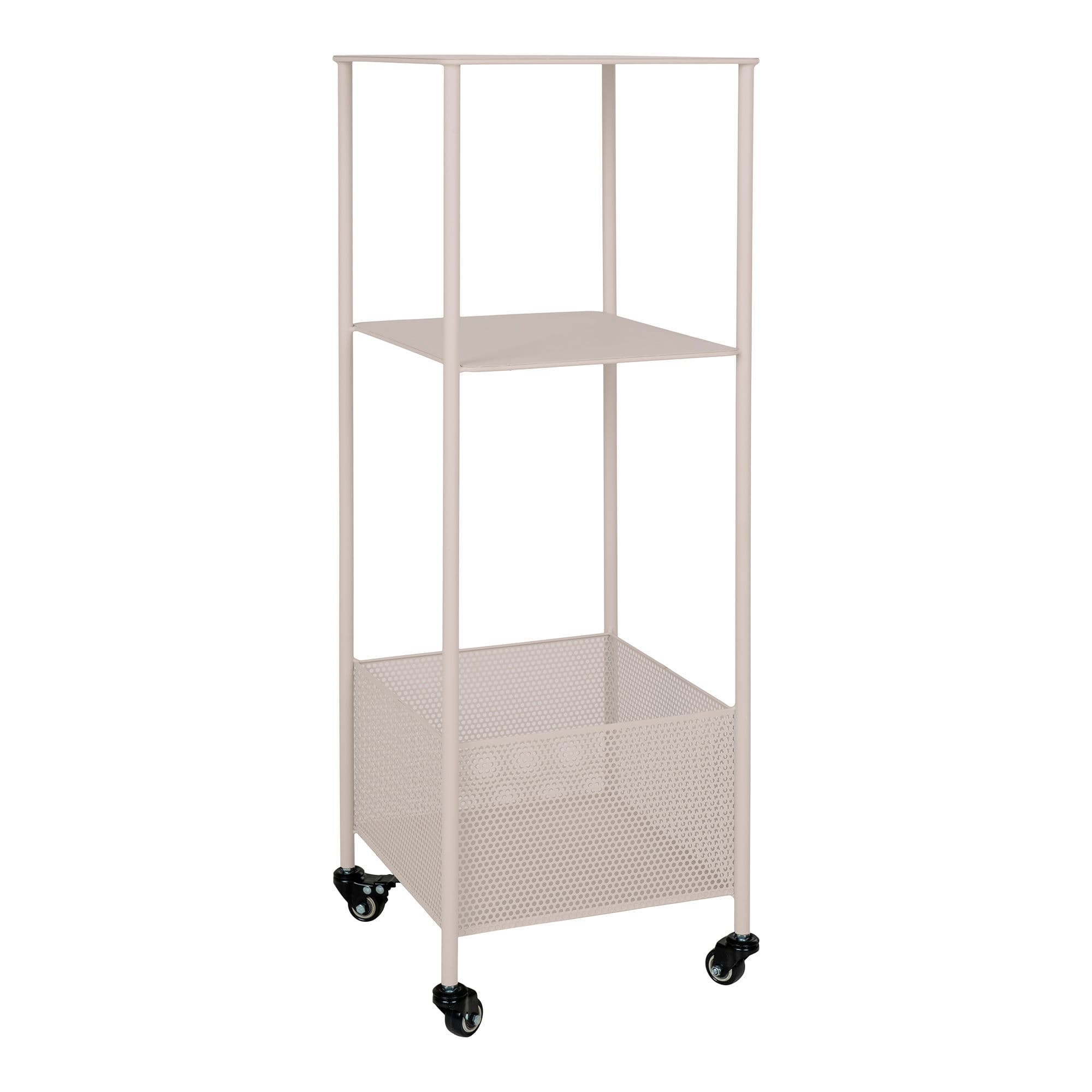 HOUSE NORDIC Metallvagn, stål, sand, 3 hyllplan, 35x35x100 cm