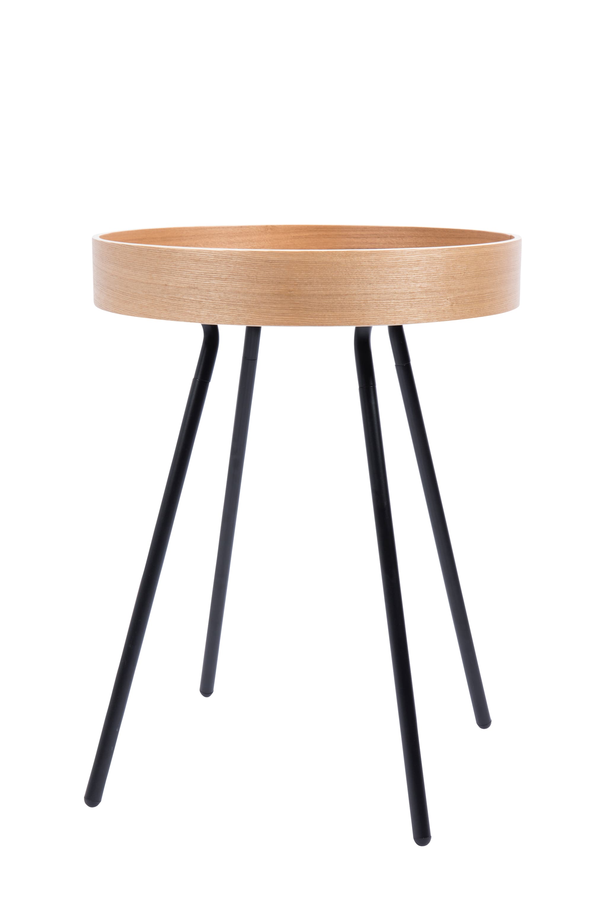 ZUIVER OAK brickbord, runt - naturlig ek och svart stål (Ø46,5)