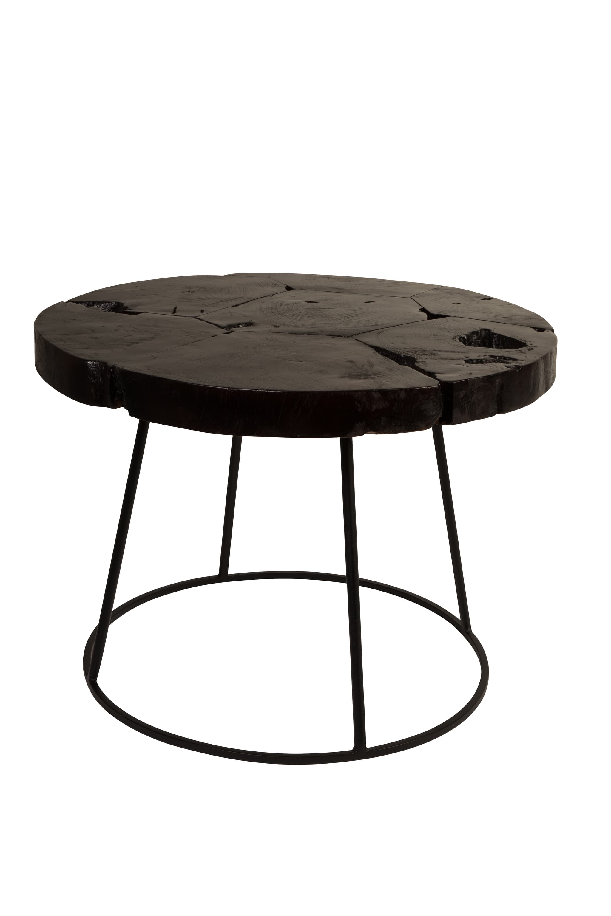 DUTCHBONE Kraton sidobord L, runt - svart teak och svart järn (Ø60)