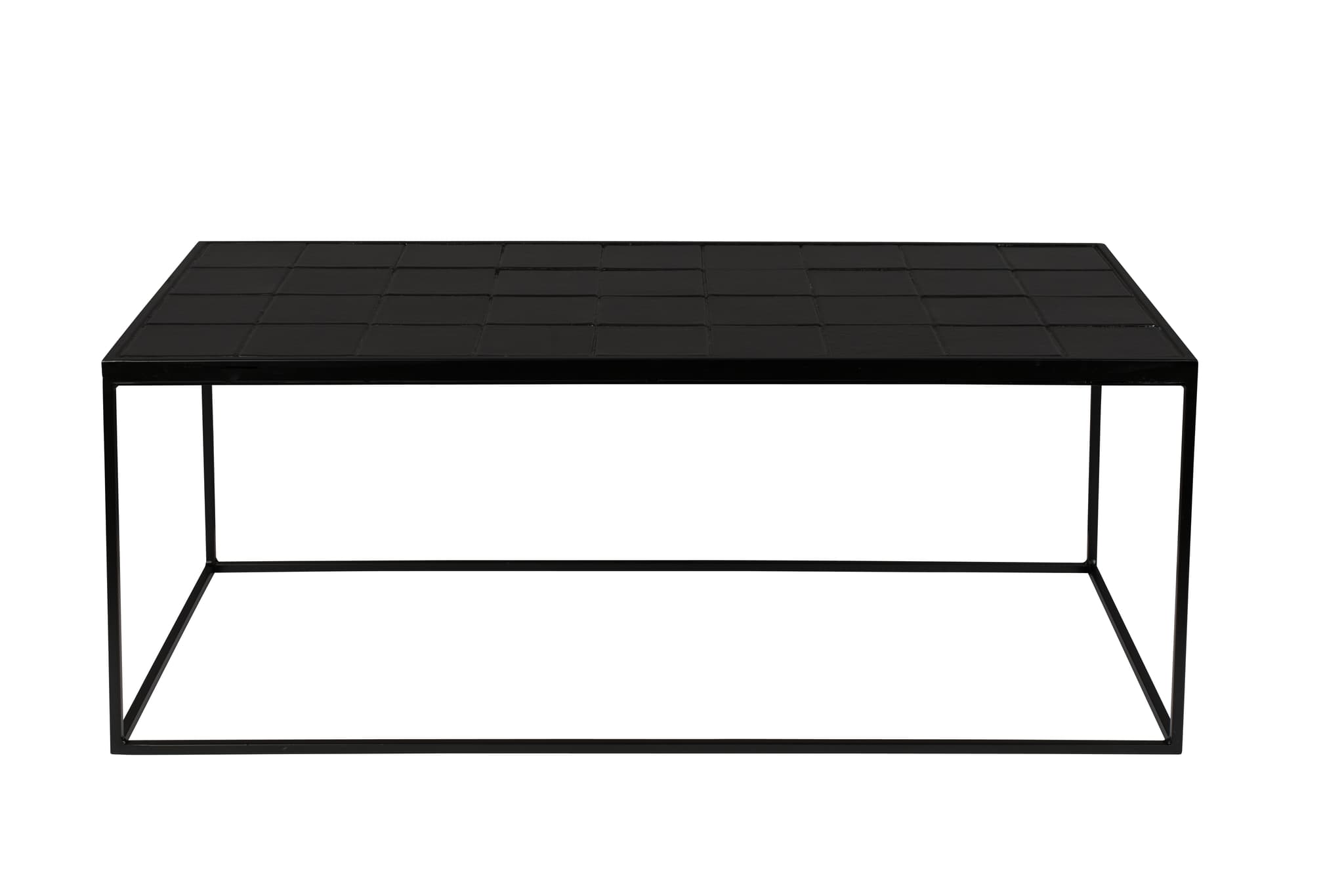 ZUIVER Glaserat soffbord, rektangulärt - svart keramik och järn (93x42,5)