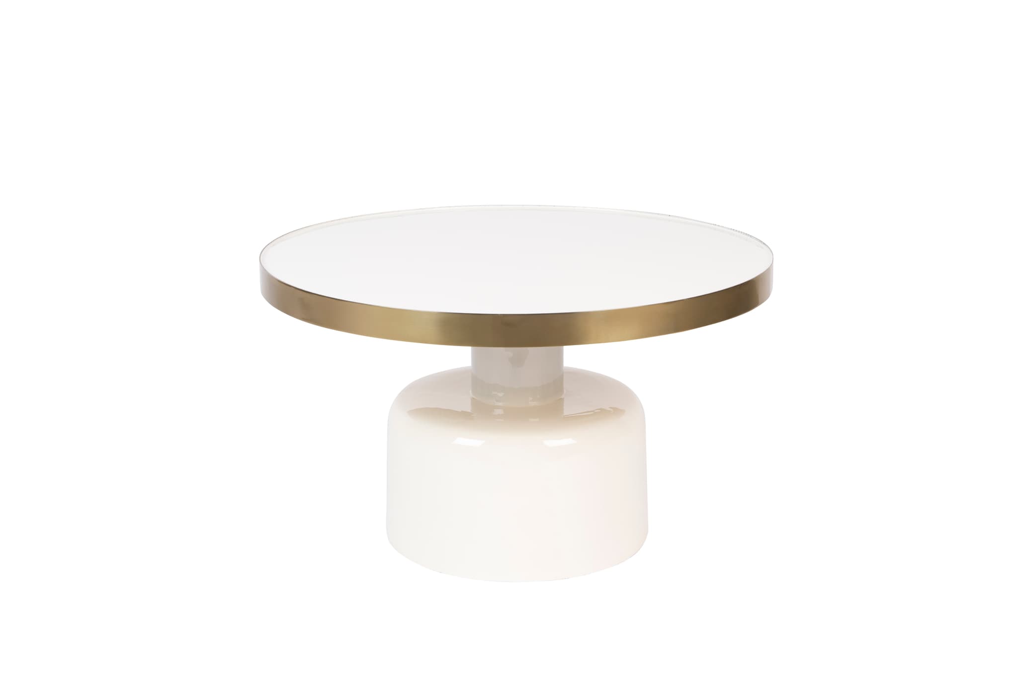 ZUIVER Glam soffbord, runt - guldstål och vitt emaljjärn (Ø60)