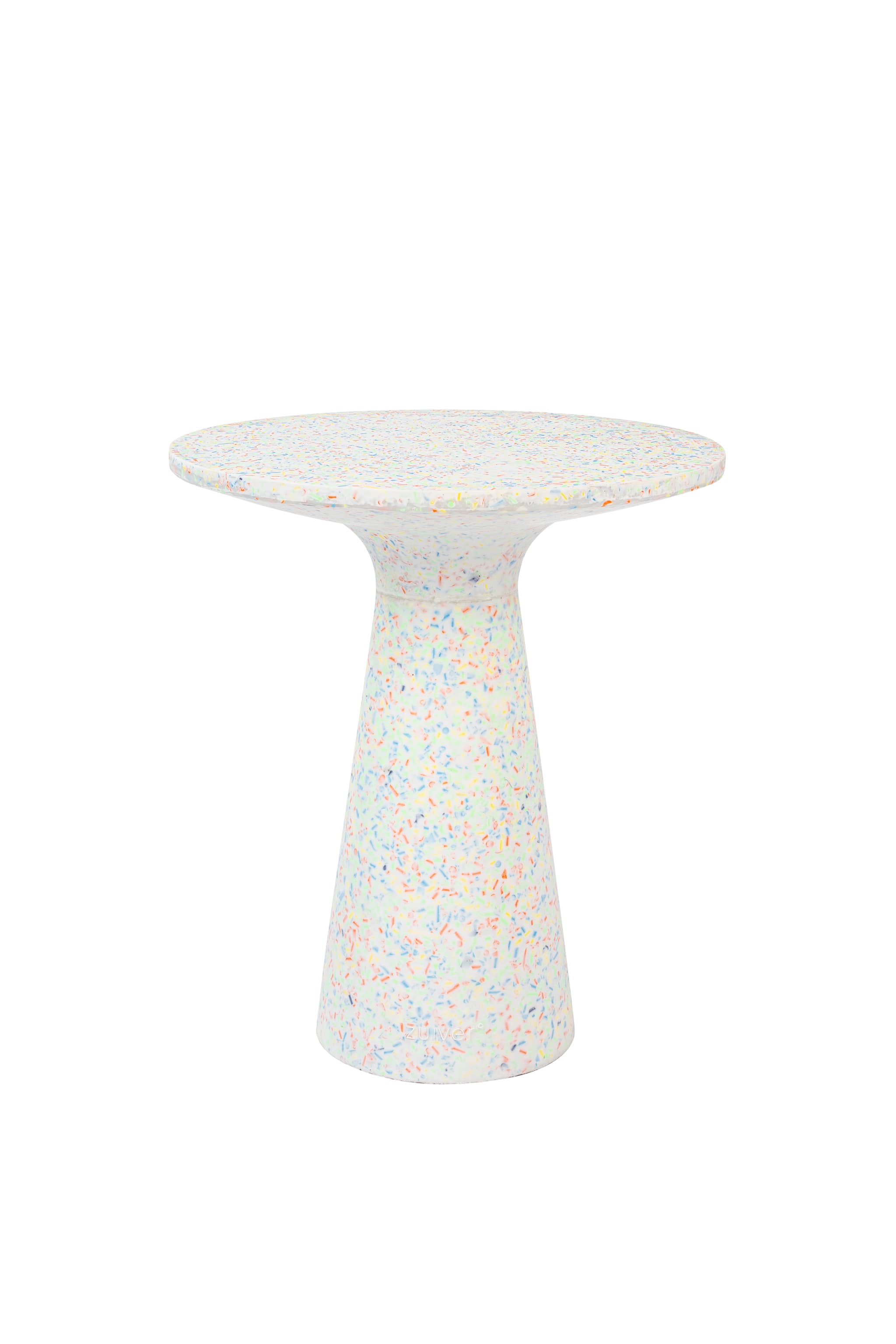 ZUIVER Victoria sidobord M, runt - flerfärgad återvunnen terrazzo (Ø40)