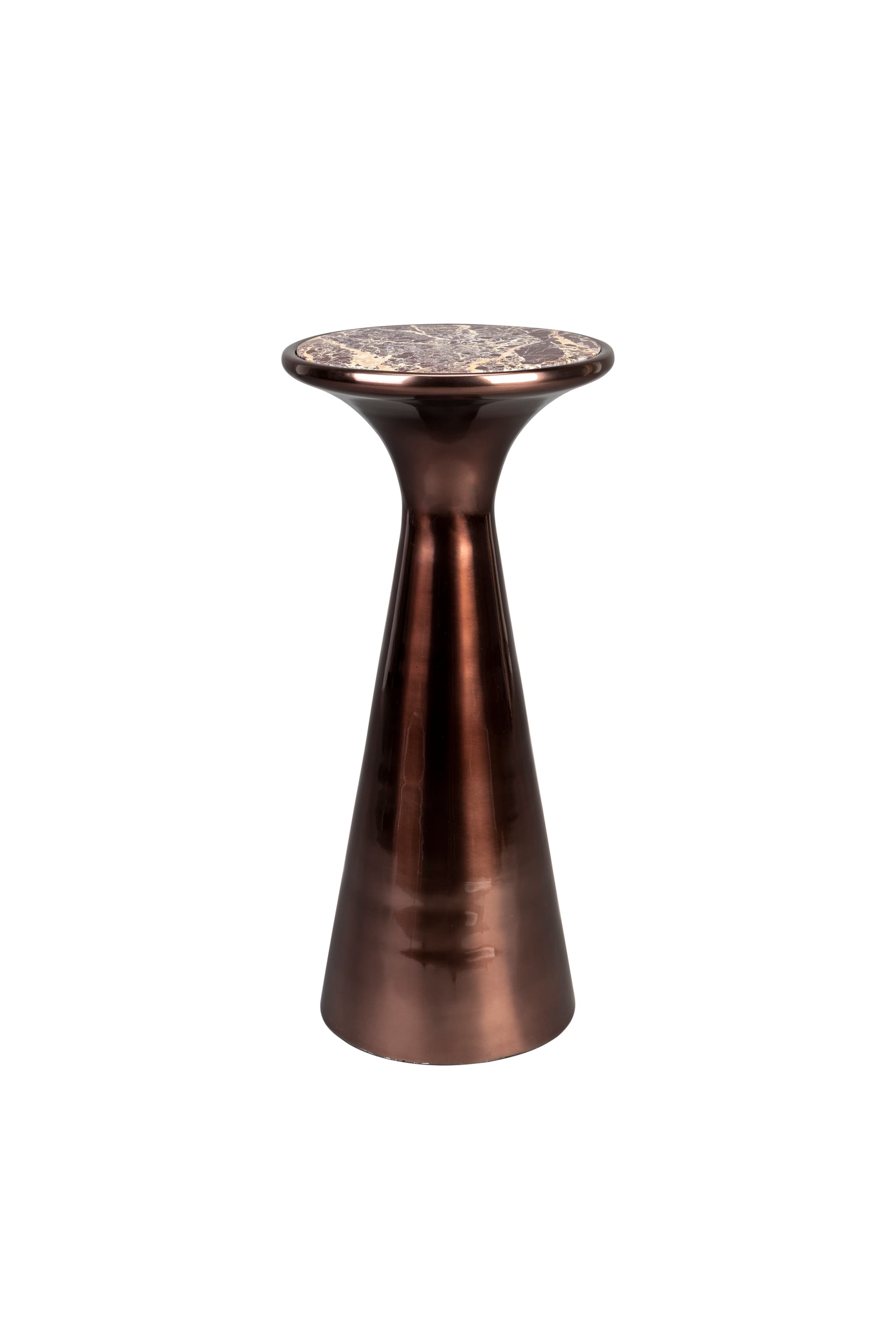 DUTCHBONE Mount sidobord S, runt - brun marmor och brun aluminium (Ø25)