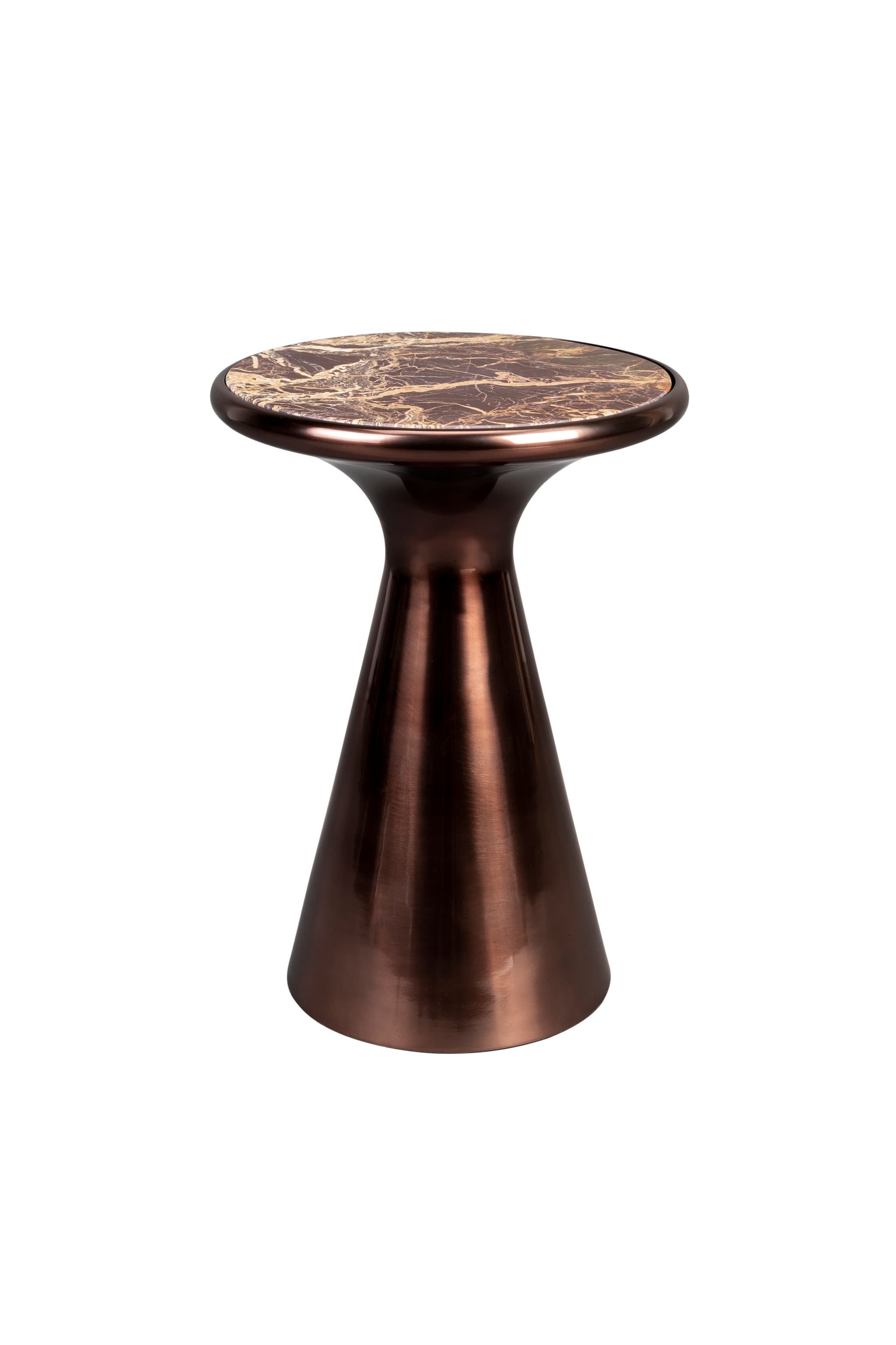 DUTCHBONE Mount sidobord M, rund - brun marmor och brun aluminium (Ø32,5)