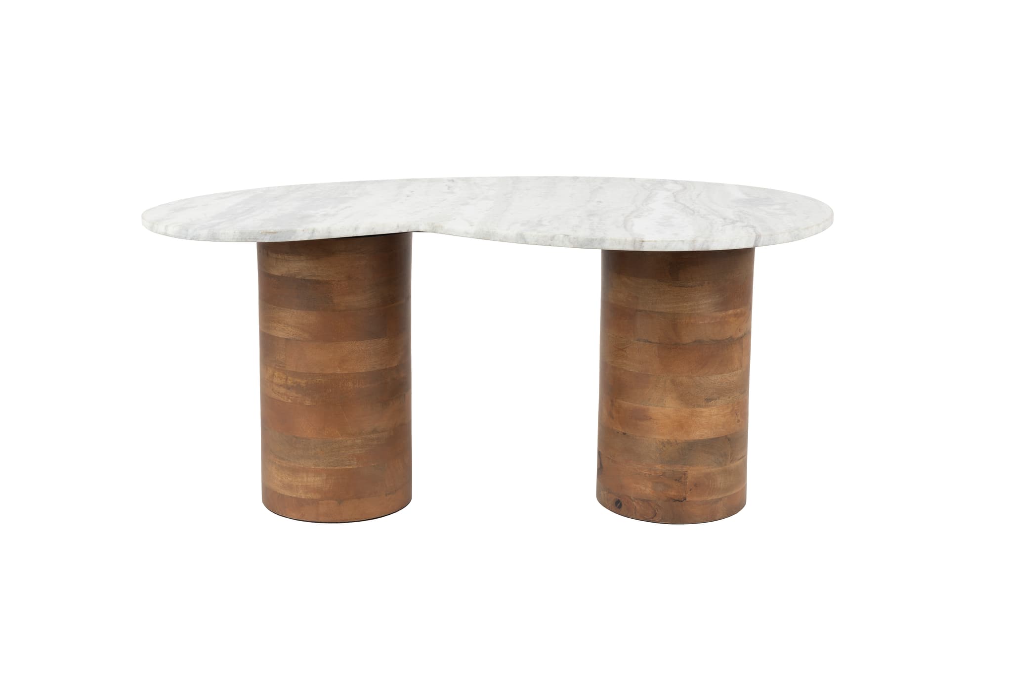WHITE LABEL LIVING Peli soffbord, ekologiskt - beige marmor och brunt mangoträ (84x48)