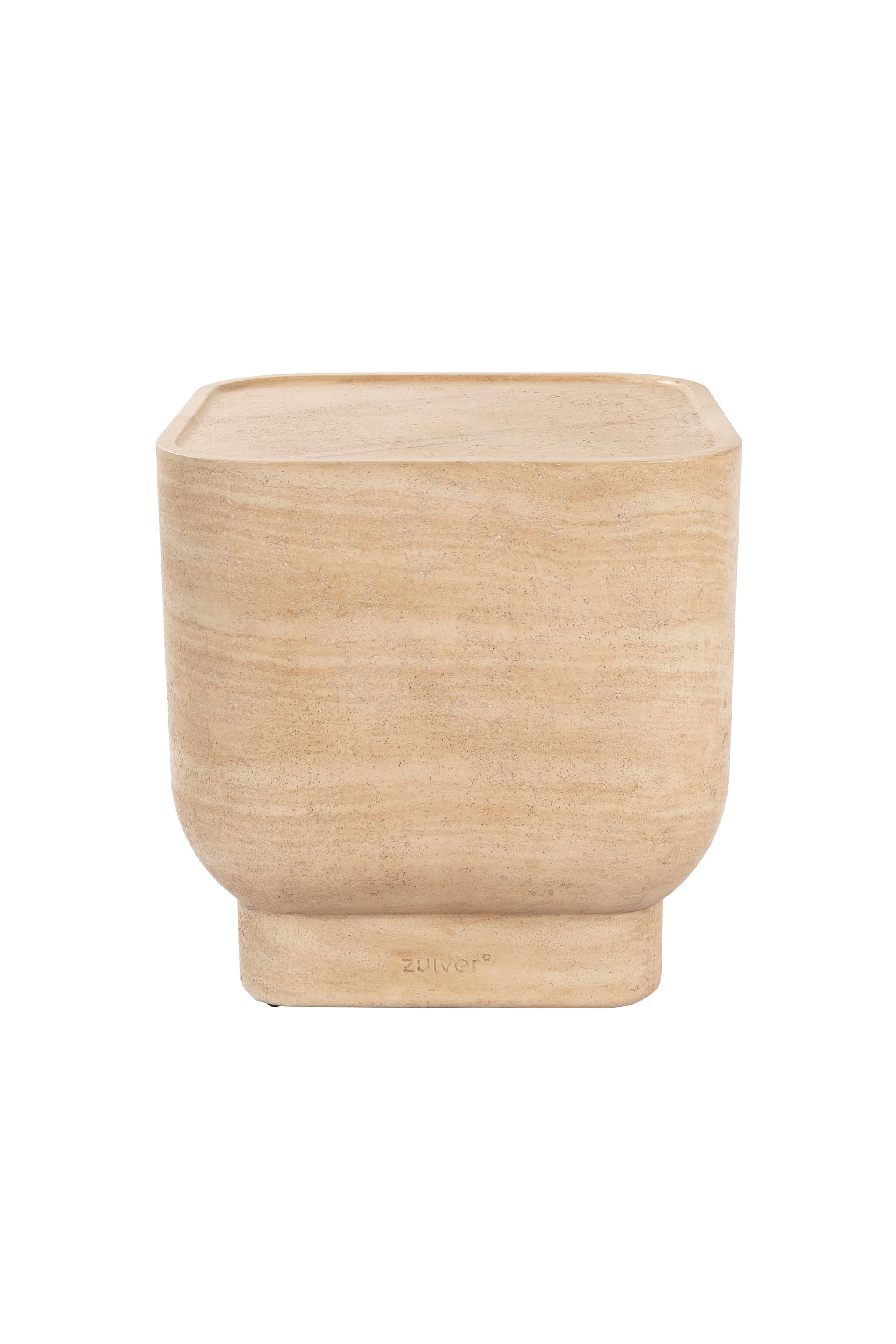 ZUIVER Noble sidobord, fyrkantigt - betong i beige travertinlook (45x45)