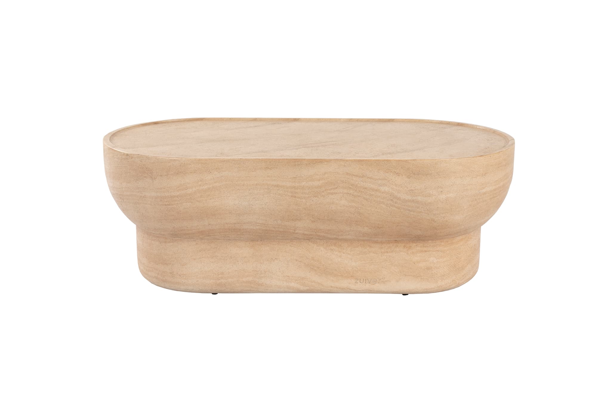ZUIVER Noble soffbord, ovalt - beige betong i travertinlook (100x50)