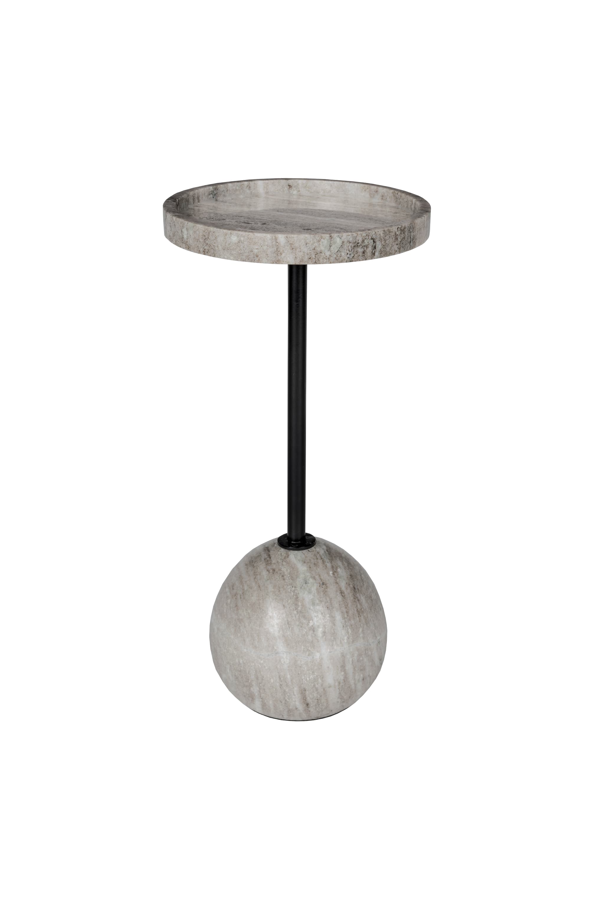 ZUIVER Cocktail sidobord, runt - grå marmor och svart järn (Ø25)