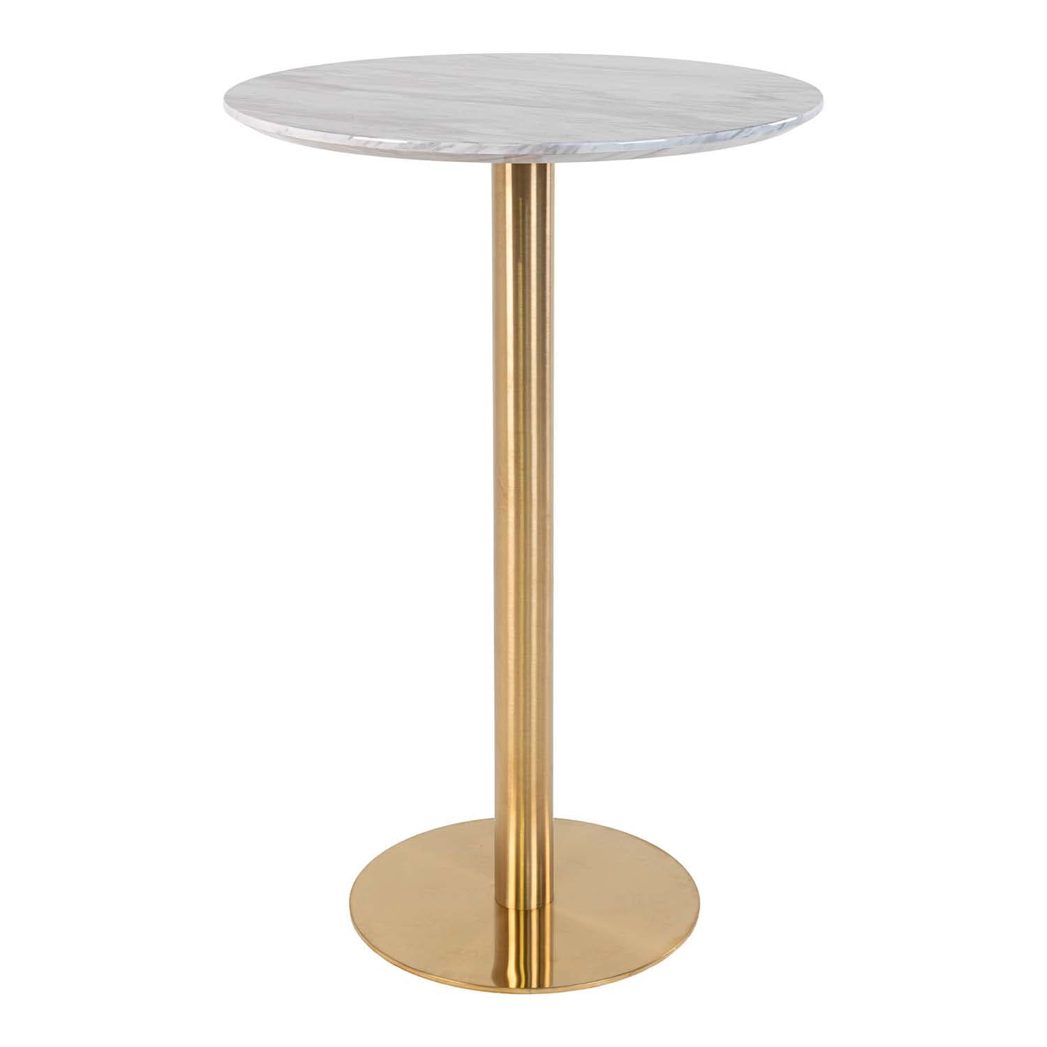 HOUSE NORDIC Bolzano barbord - MDF med marmorlook och mässing stål (Ø70)