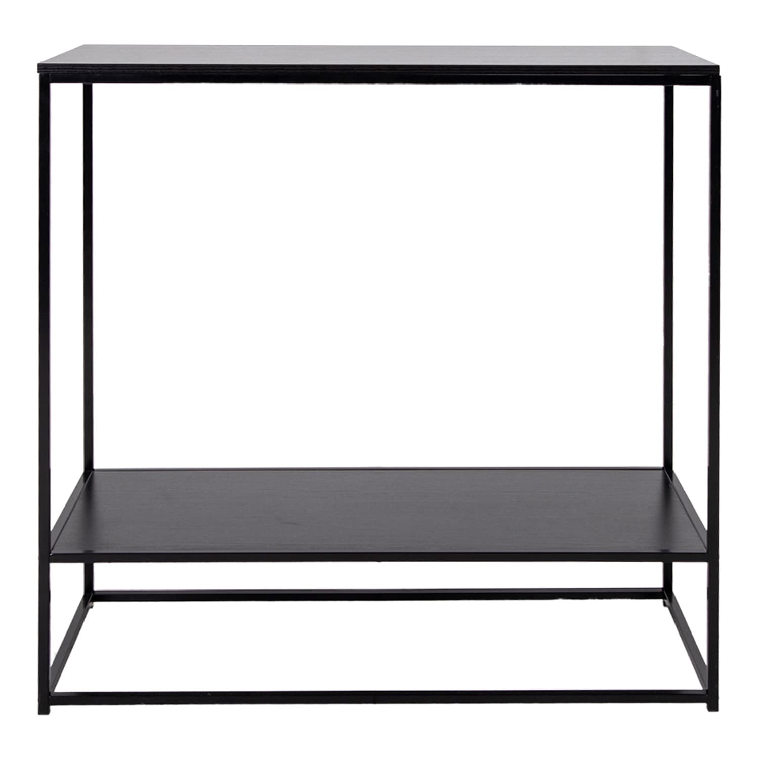 HOUSE NORDIC rektangulärt Vita konsolbord, med hylla - svart melamin och stål (80x36)