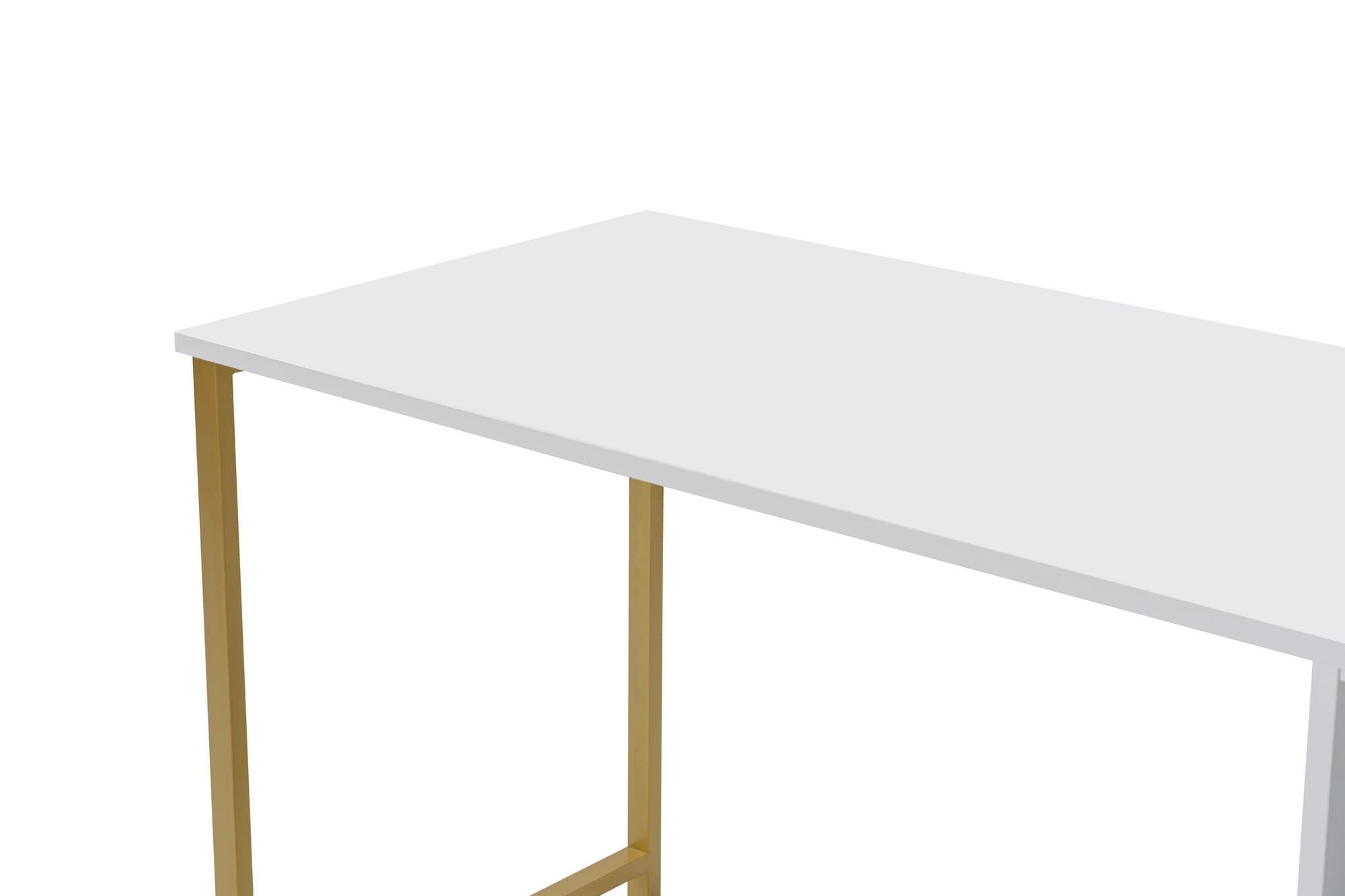 NORDVÄRK Twin dubbelt skrivbord, m. 2 rum - vit melamin och guldmetall (240x60)