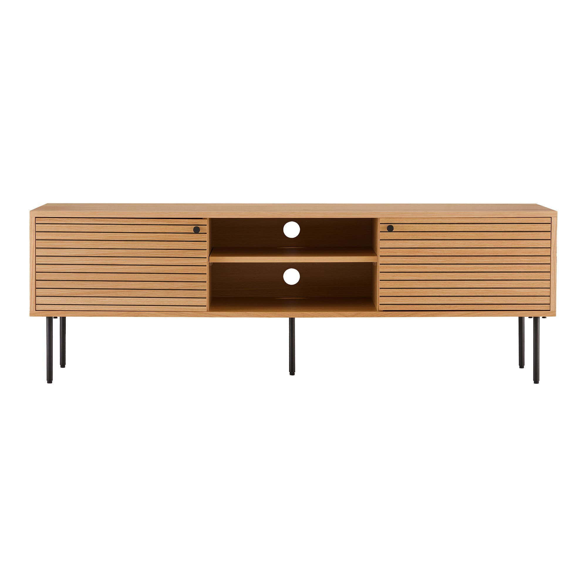 HOUSE NORDIC Kyoto TV-bord, med 2 dörrar och 2 hyllor - naturfärgad ekfaner och svart stål (150x40)