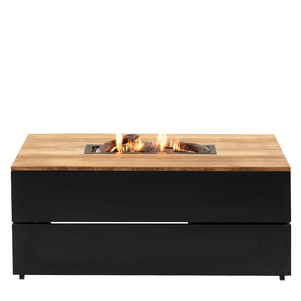 COSI FIRES Cosipure 120 eldbord, rektangulärt - naturligt teak och svart aluminium (120x80)
