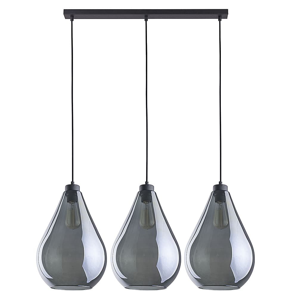 TK Fuente taklampa, w. 3 skärmar - grafitglas och svart metall