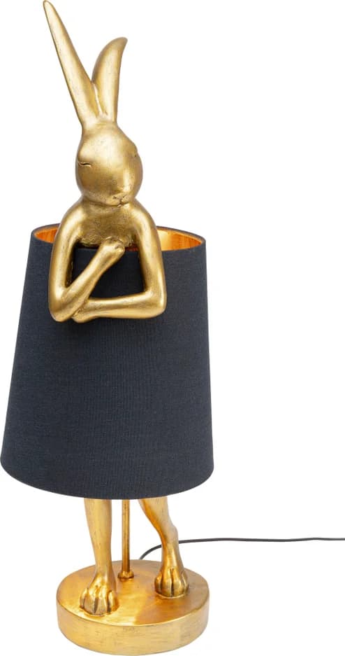 KARE DESIGN Animal Rabbit bordslampa - svart linne och guld polyresin/stål
