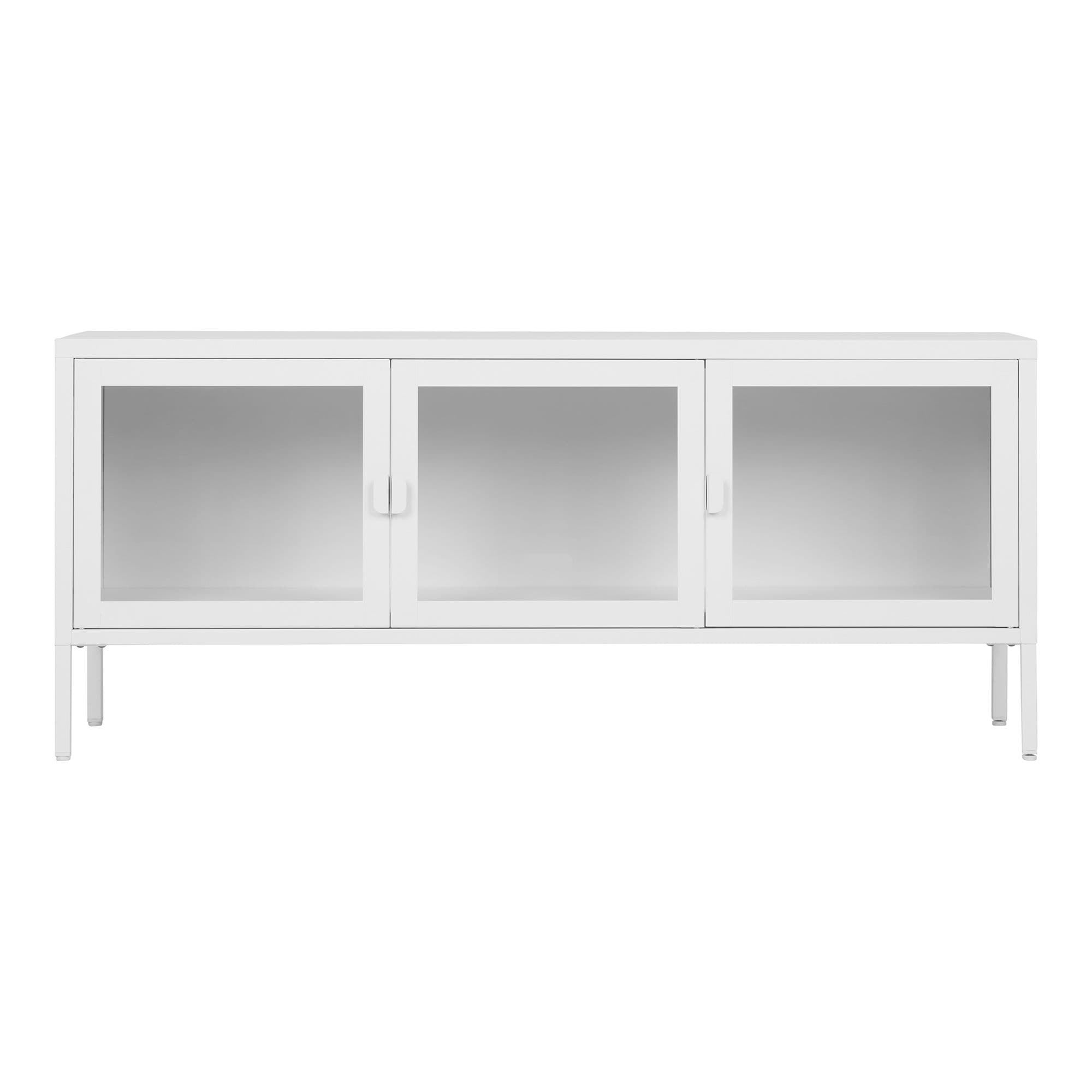 HOUSE NORDIC Brisbane TV-bord, med 3 glasdörrar - vitt stål (130x40)