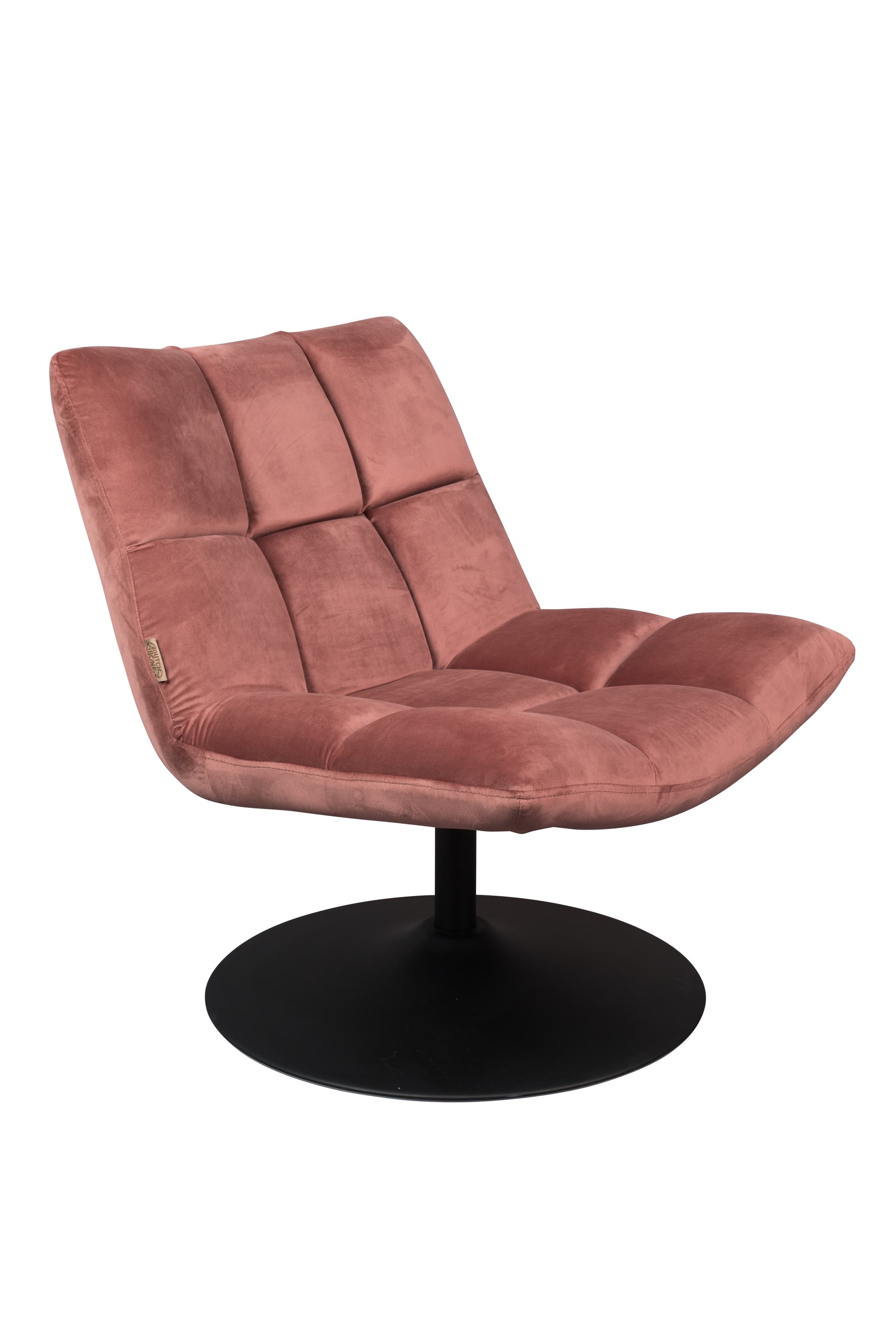 DUTCHBONE Bar fåtölj - rosa sammetstyg och svart stål