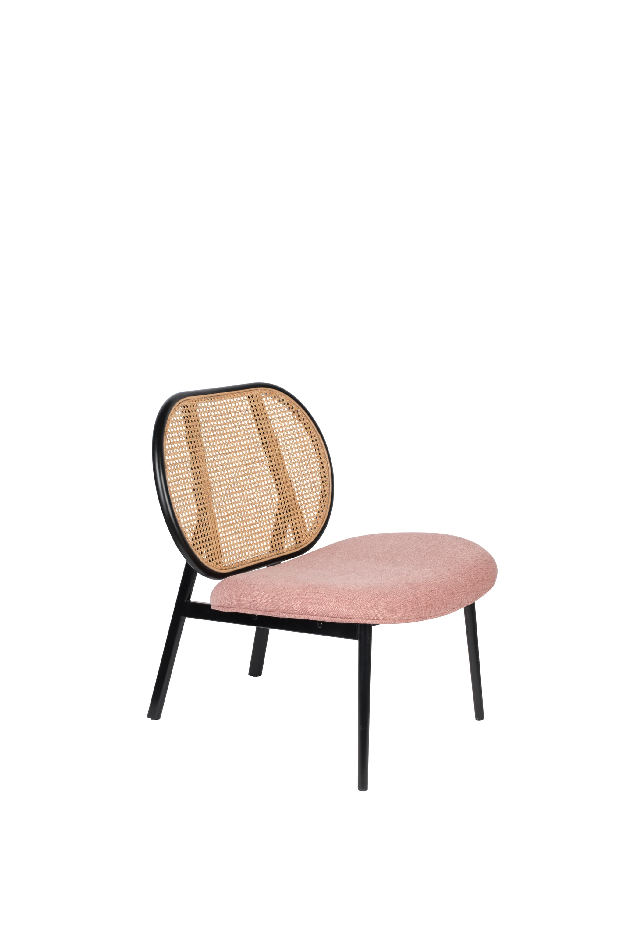 ZUIVER Spike fåtölj - naturlig rotting, rosa polyester och svart stål
