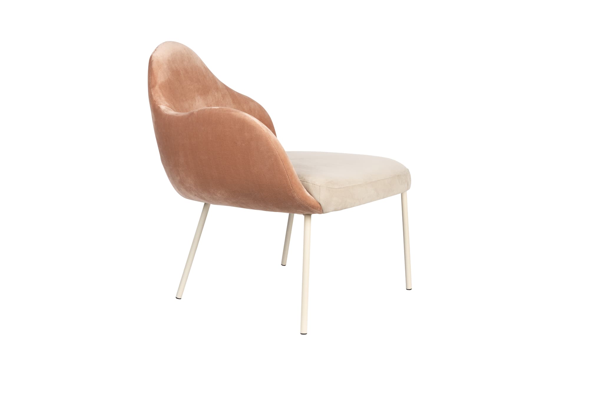 ZUIVER Friuli fåtölj - rosa/beige polyester och beige stål