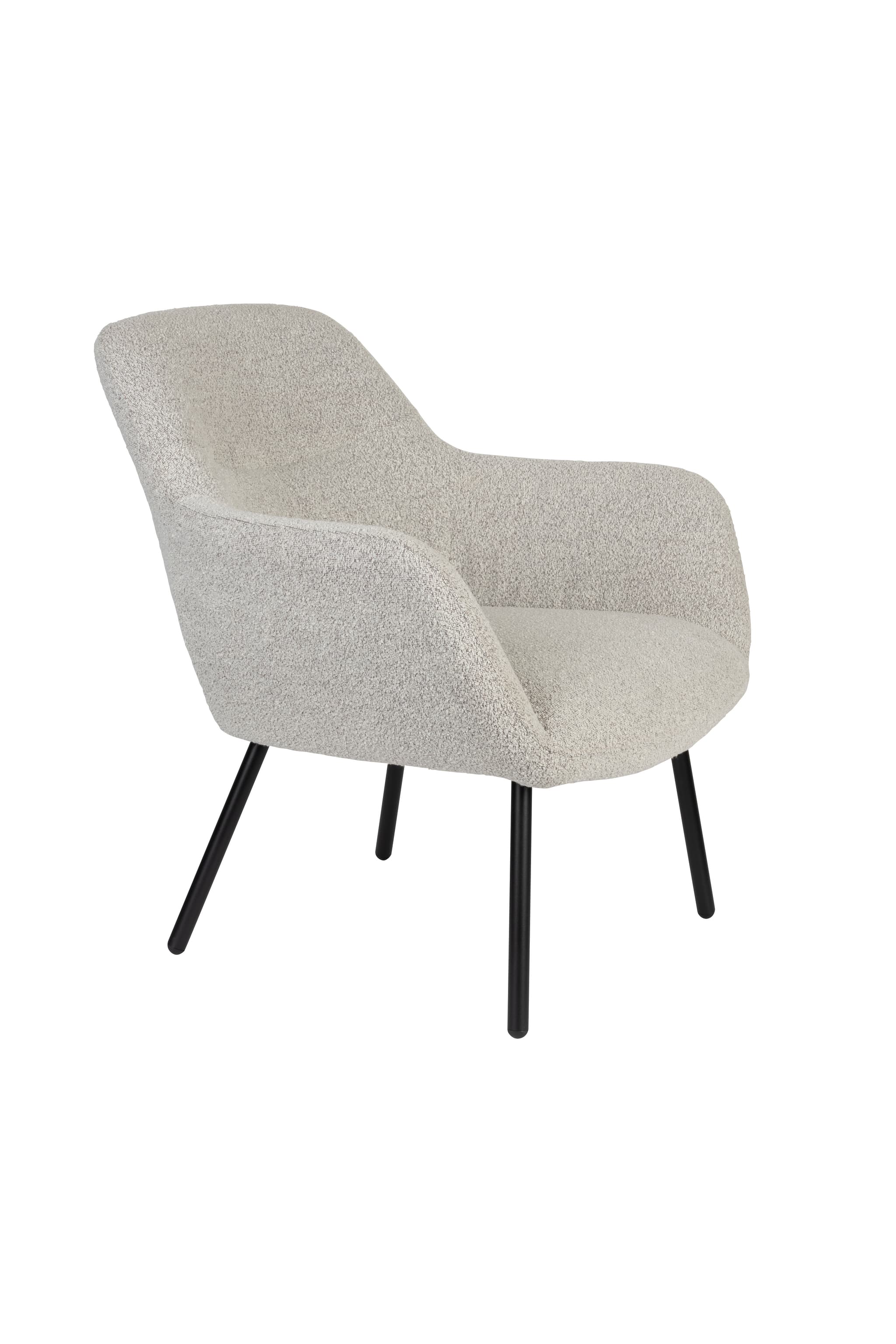 WHITE LABEL LIVING Dude loungefåtölj, m. bjälklag armstöd - beige bouclé polyester och stål