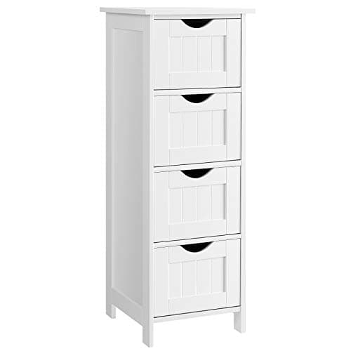 VASAGLE badrumsskåp, m. 4 lådor - vit MDF